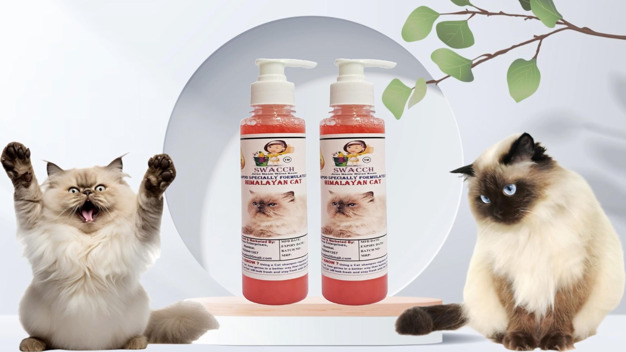 SWACCH Premium Shampoo for Himalayan CAT (200ML) (Pack of 2) Strawberry