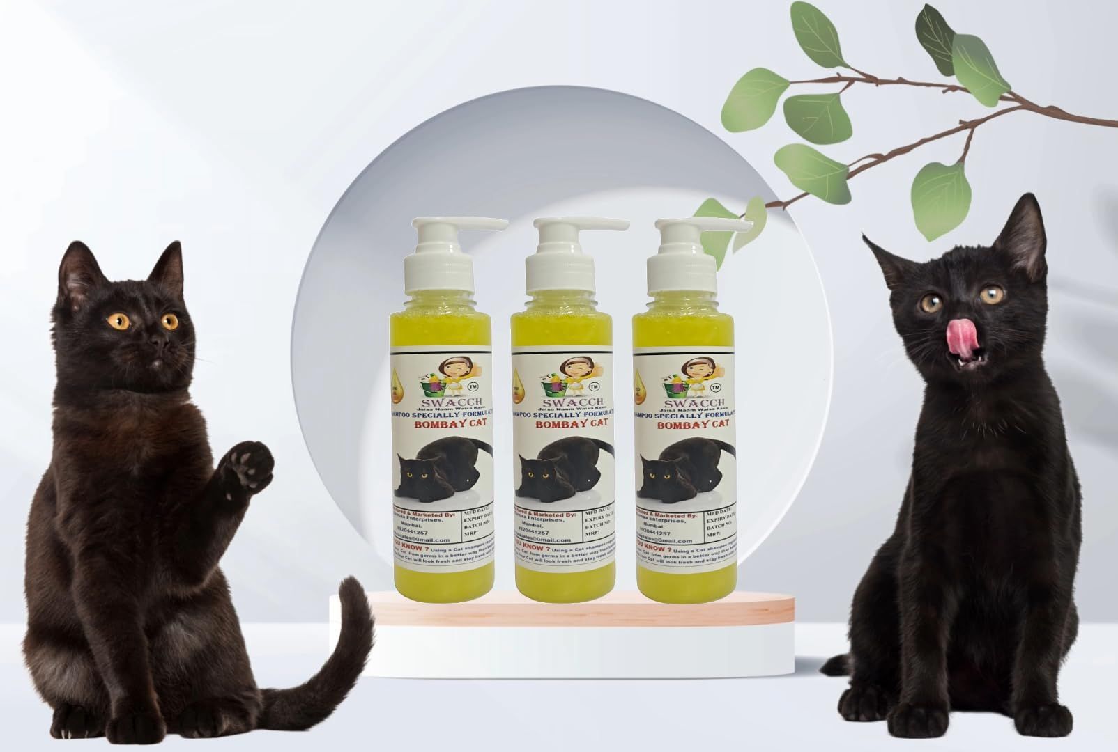 SWACCH Premium Shampoo for Bombay CAT (200ML) (Pack of 3) Lemon