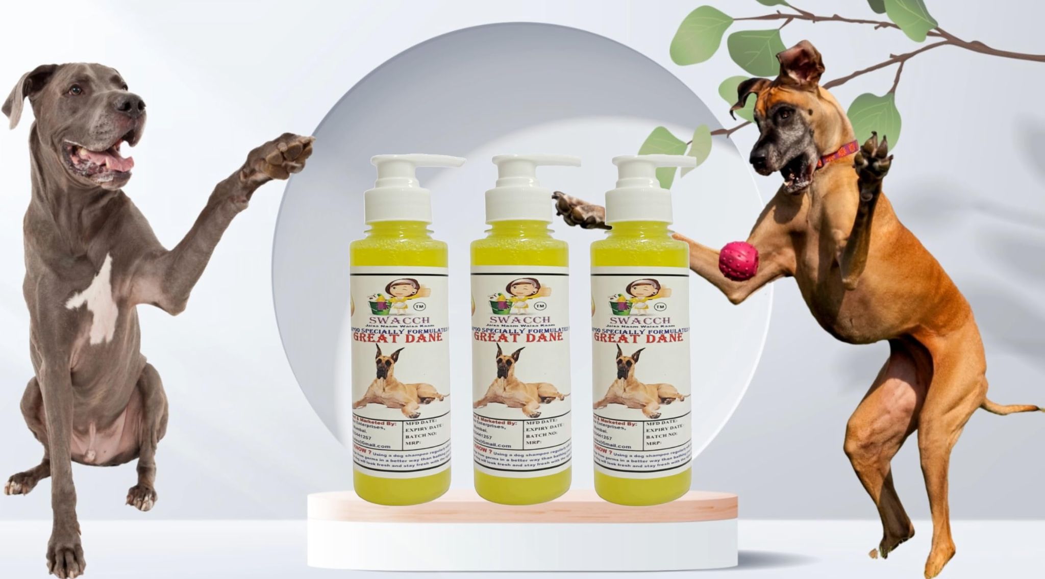 SWACCH Premium Shampoo for Great DANE (200ML) (Pack of 3) Lemon
