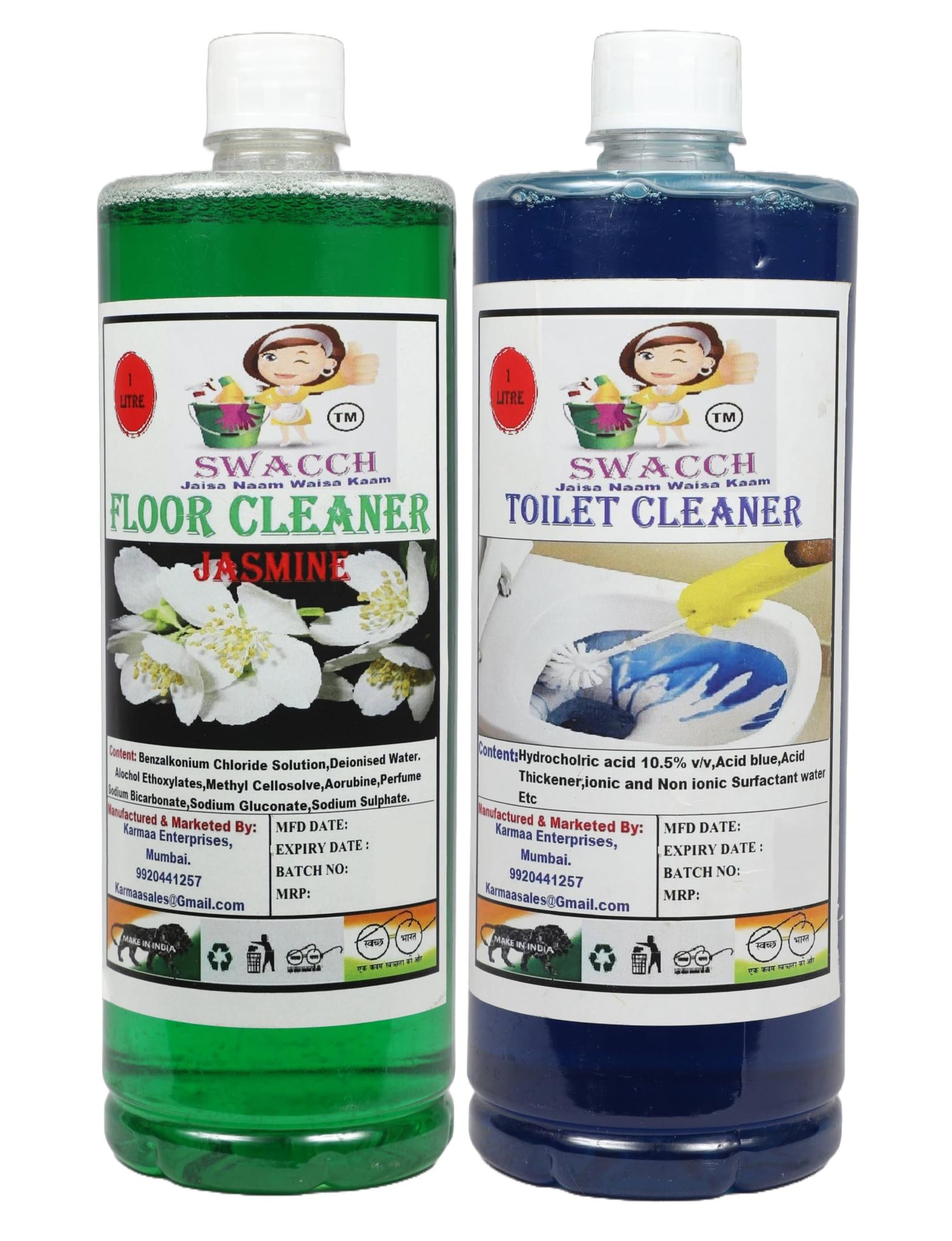 HOME CARE COMBO Floor Cleaner Jasmine & Toilet Cleaner 1 Litre (Pack of 2)