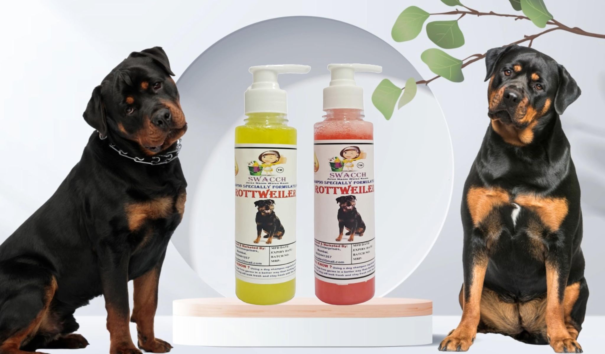 SWACCH Premium Shampoo for Rottweiler (200ML) (Combo Pack of 2) Lemon & Jasmine