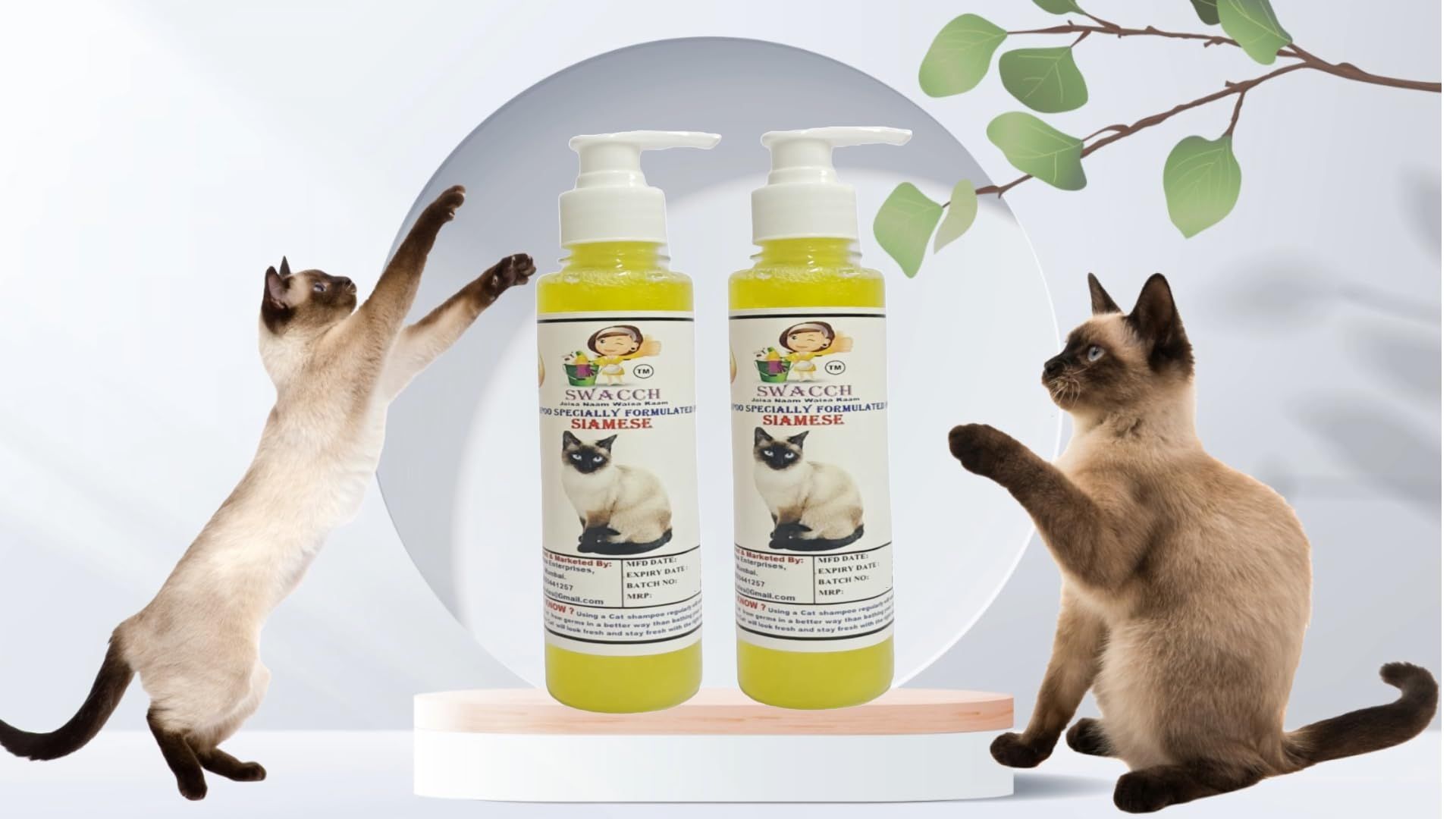 SWACCH Premium Shampoo for Siamese CAT (200ML) (Pack of 2) Lemon