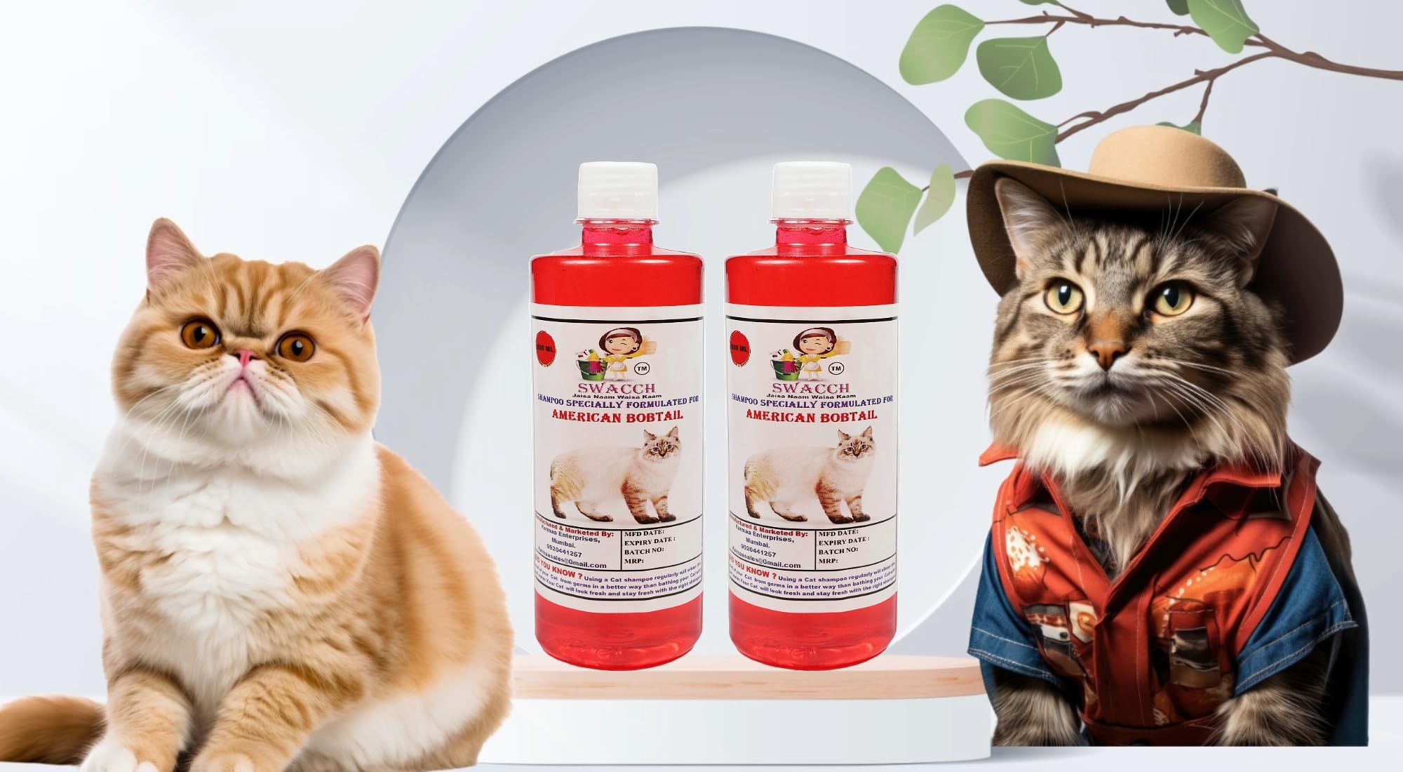 Swacch Shampoo Specially Formulated for American Bobtail (500ml) (Combo Pack of 2) Jasmine