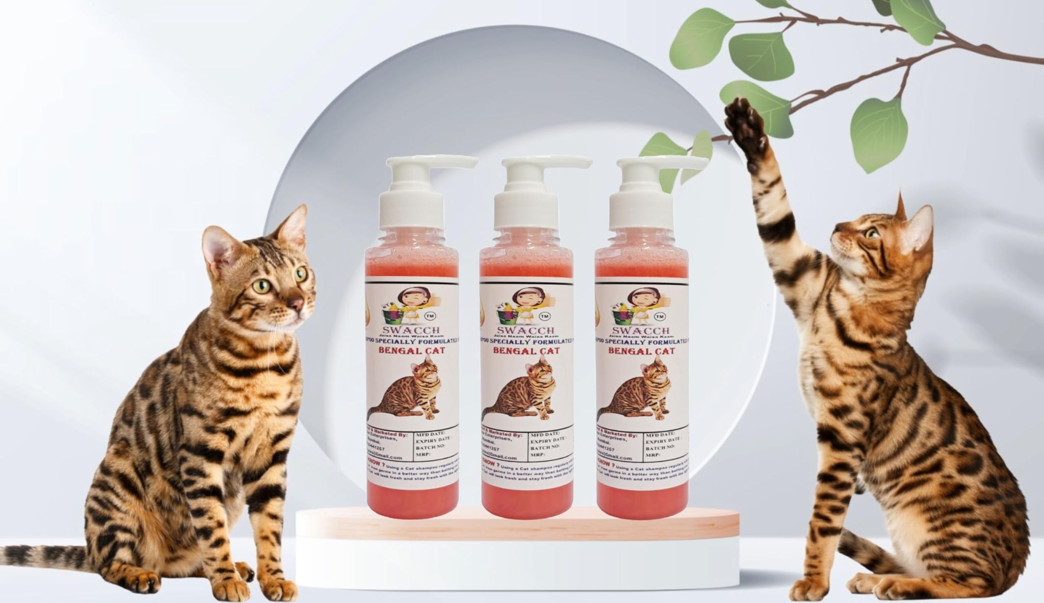 SWACCH Premium Shampoo for Bengal CAT (200ML) (Pack of 3) Jasmine