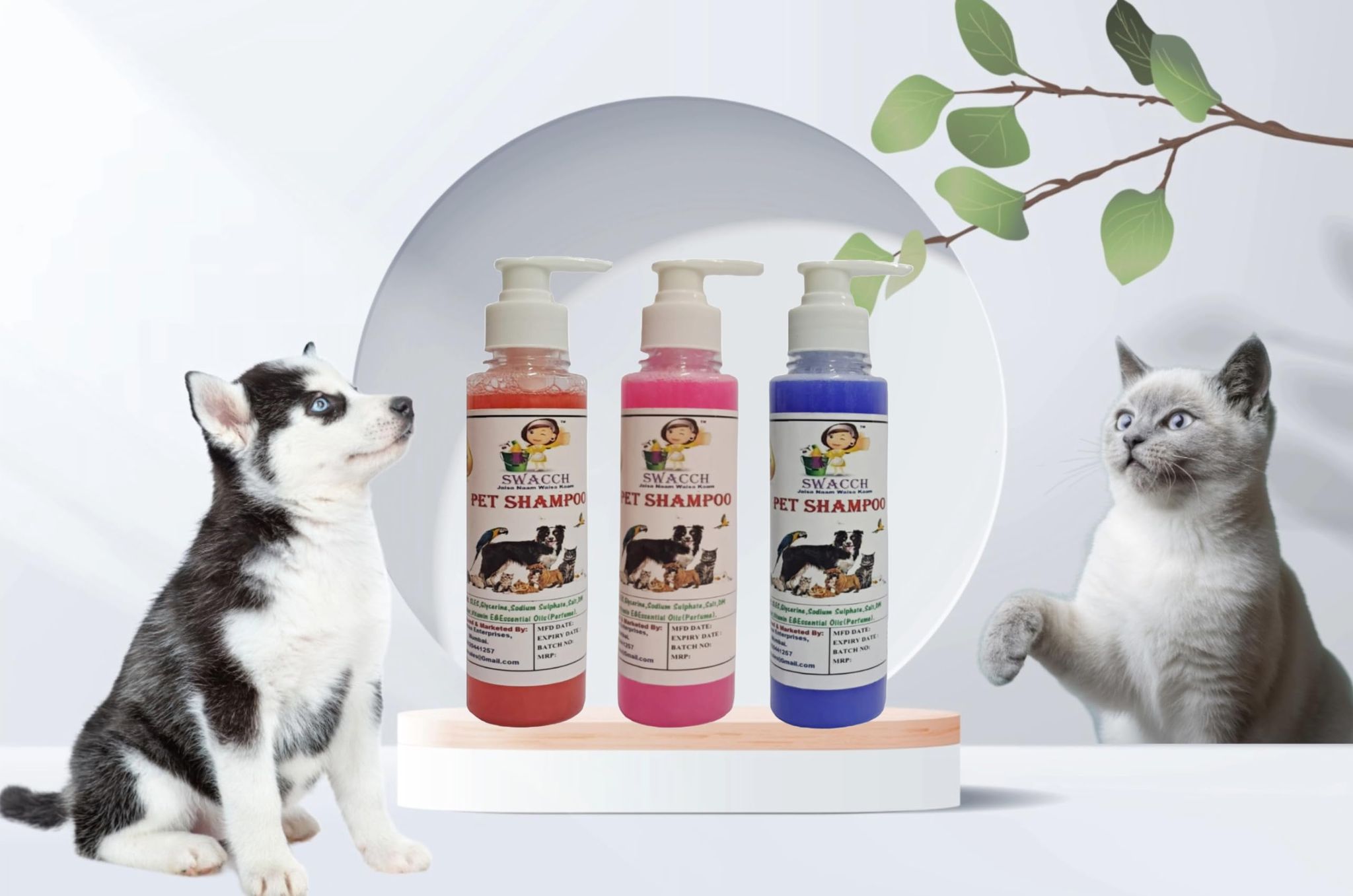 SWACCH Premium Shampoo for PET Shampoo (200ML) (Combo Pack of 3) Strawberry, Rose & Lavender