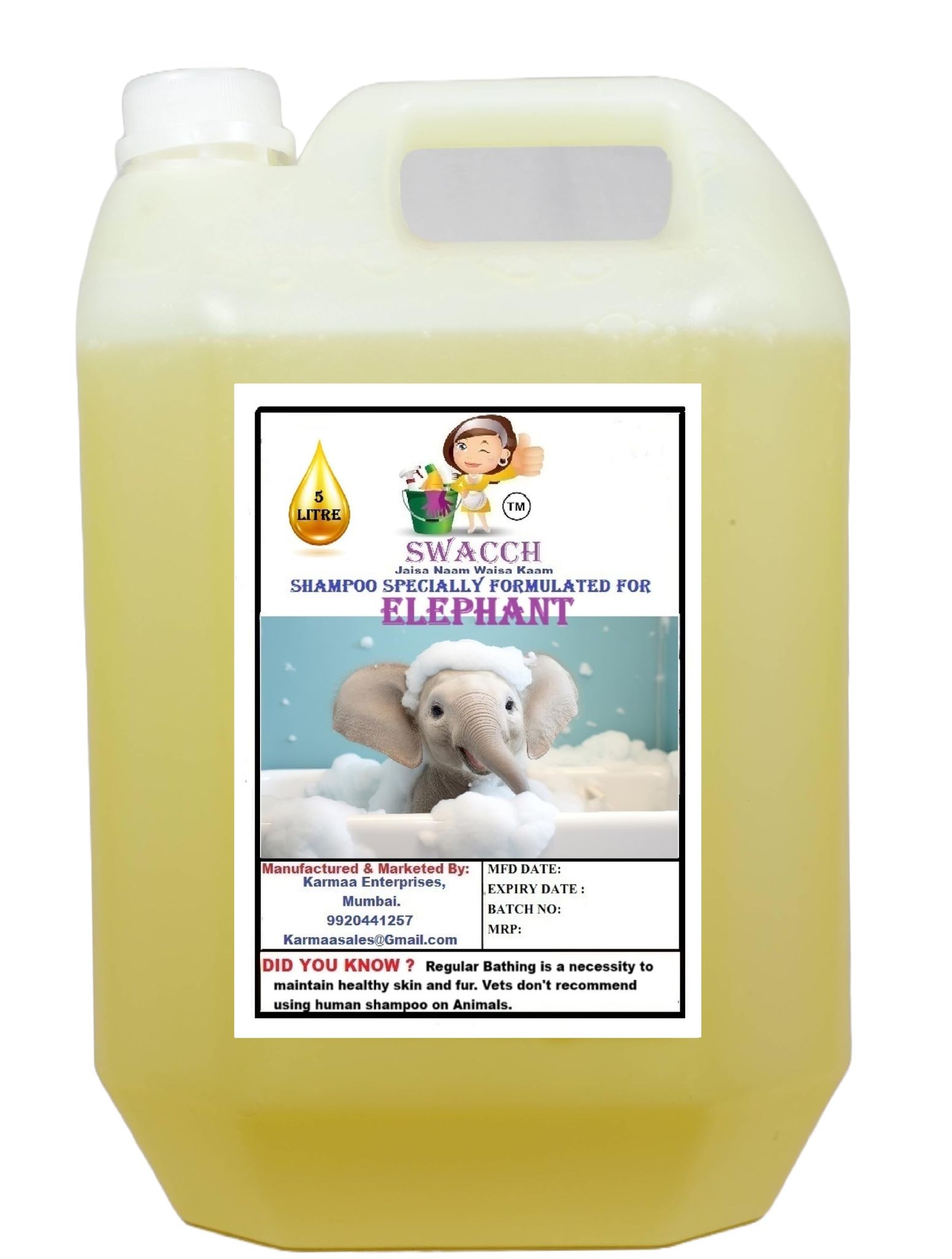 Swacch Shampoo Specially Formulated for Elephant (5 Litre) Lemon