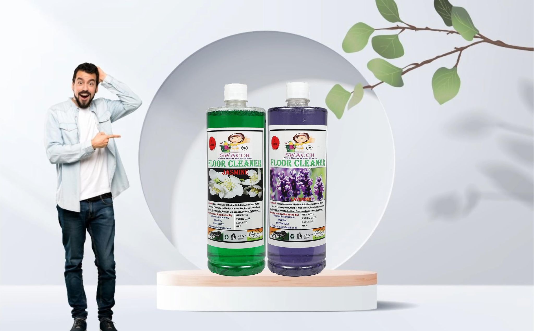 HOME CARE COMBO Floor Cleaner Jasmine & Lavender (1 Litre) (Pack of 2)