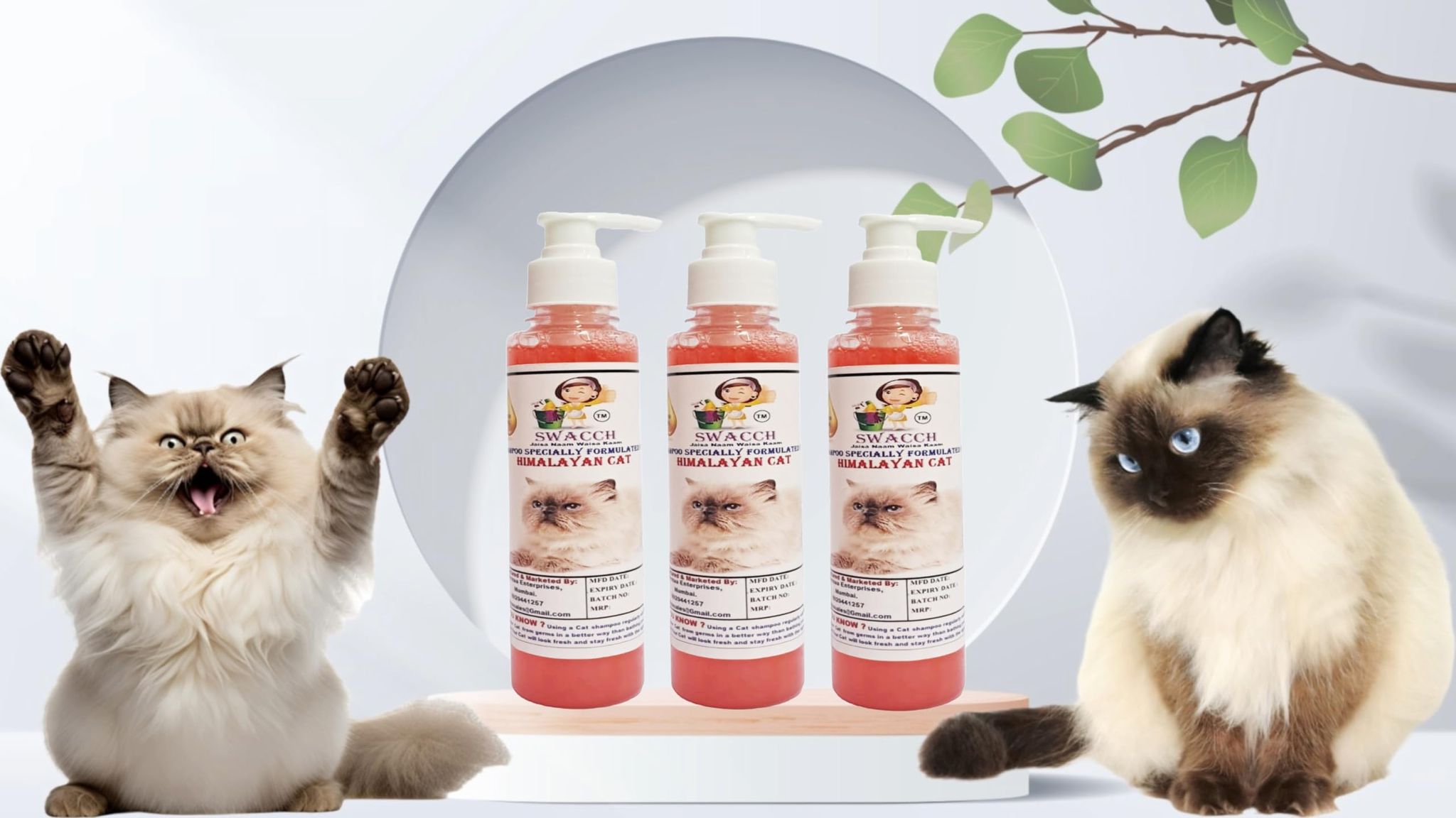 SWACCH Premium Shampoo for Himalayan CAT (200ML) (Pack of 3) Jasmine