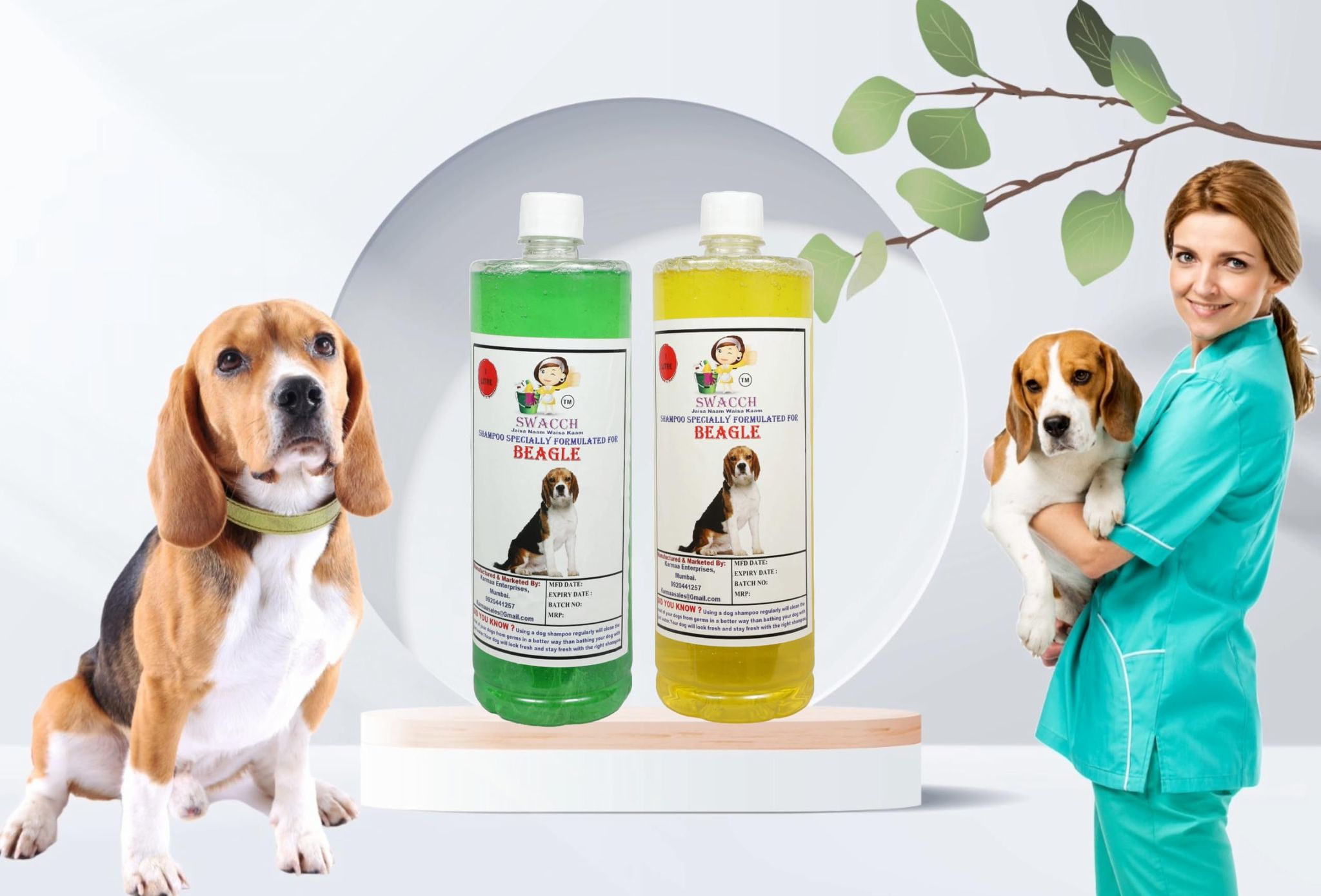 Swacch Shampoo Specially Formulated for Beagle (1 Litre) (Combo Pack of 2) Neem Alovera & Lemon