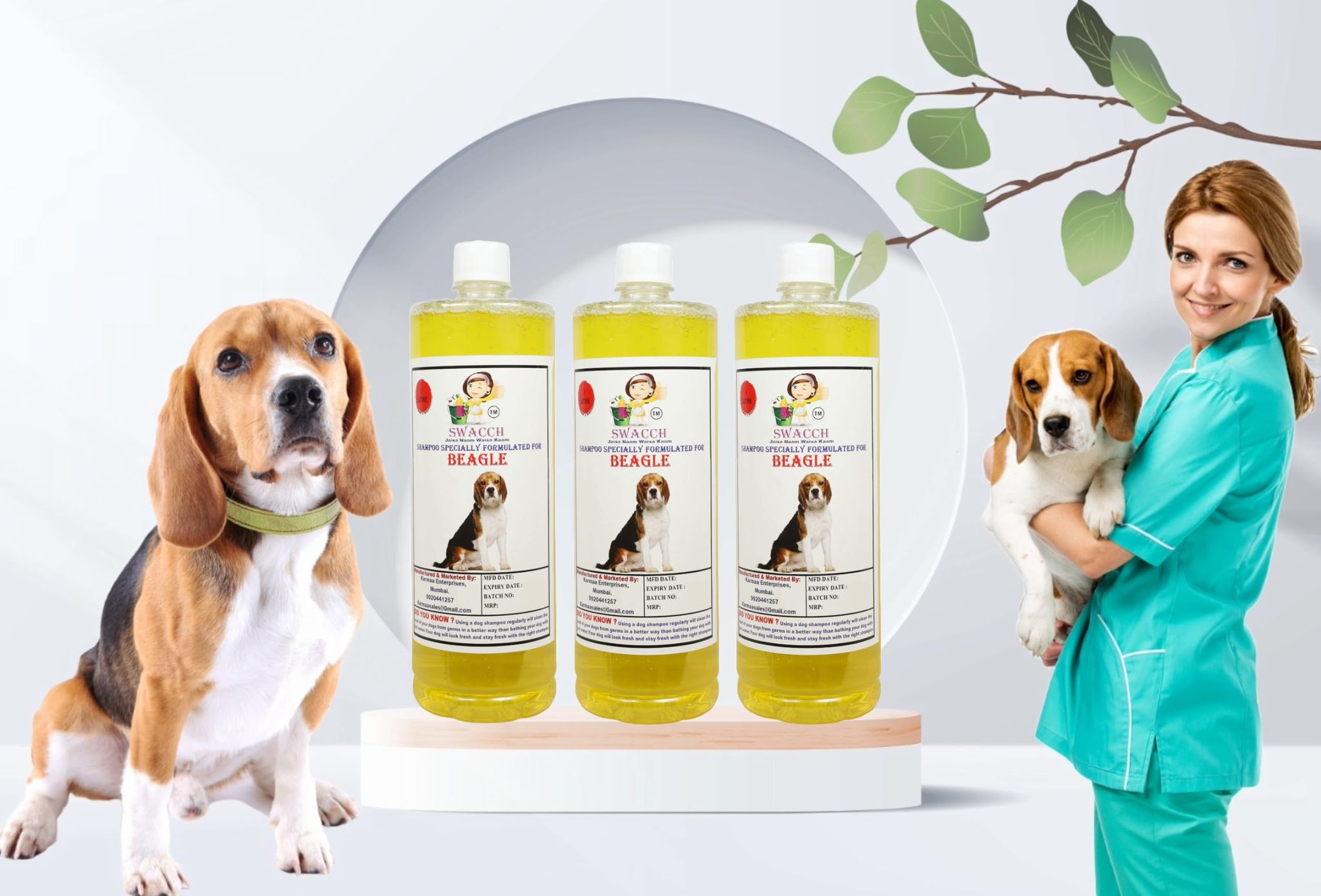 Swacch Shampoo Specially Formulated for Beagle (1 Litre) (Pack of 3) Lemon