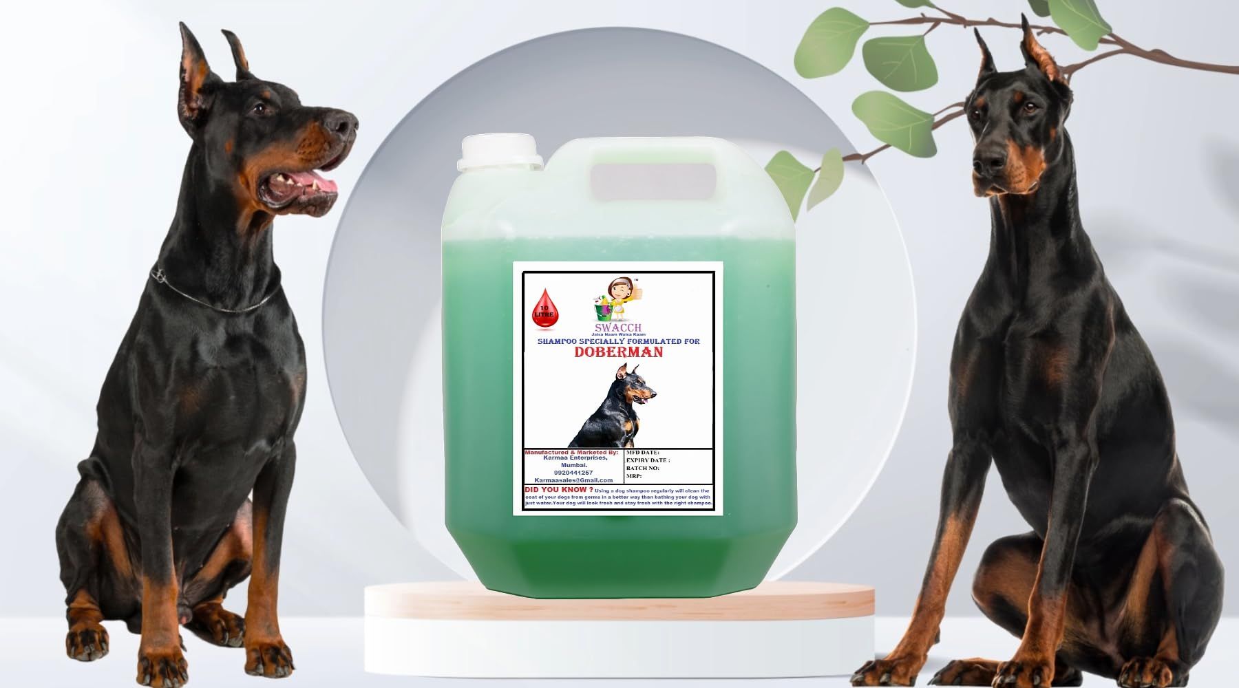 Swacch Shampoo Specially Formulated for Doberman (10 Litre) Neem Alovera