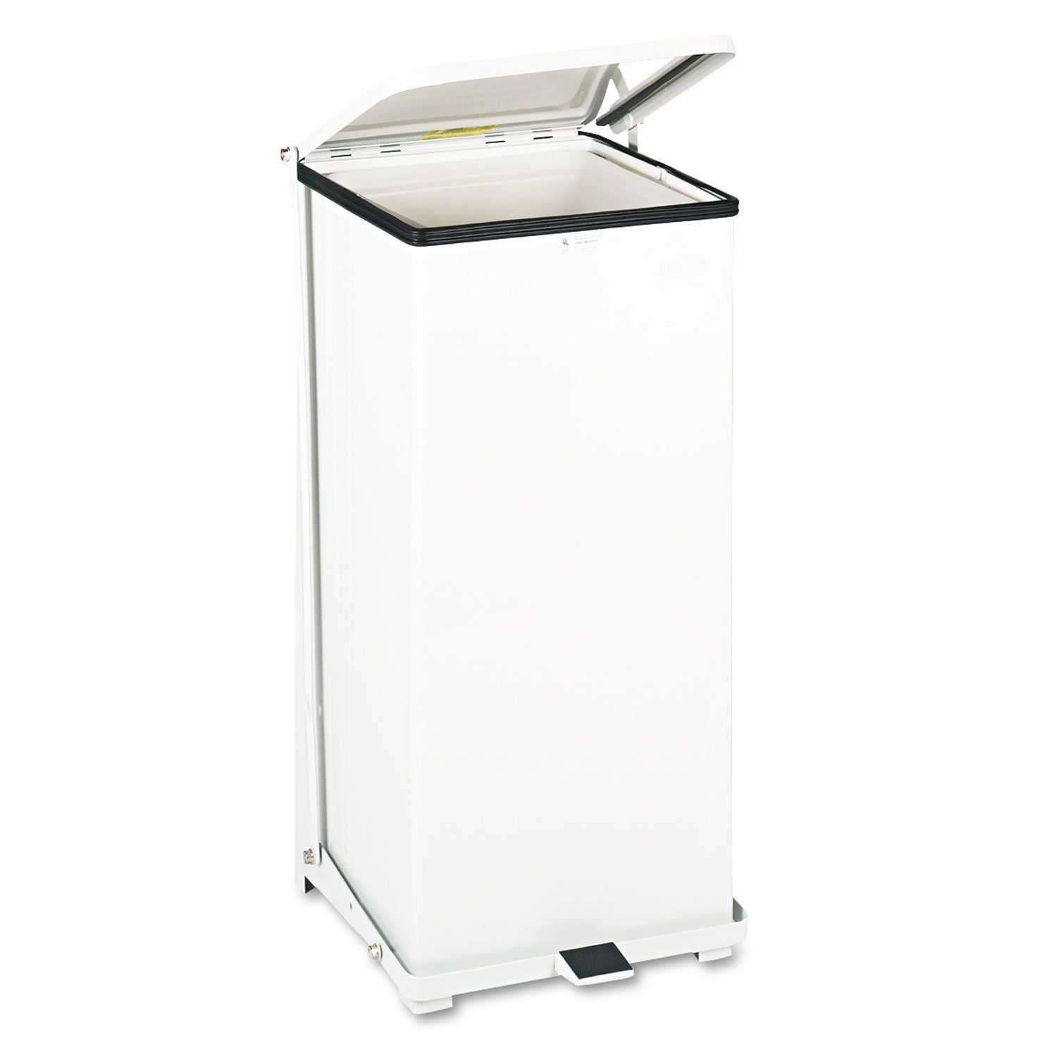 Rubbermaid Defenders Square Step Can 13 Gal, White