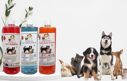 Swacch Pet Shampoo (Jasmine) + Deodorizer (Orange) + Stain Remover (Lavender) (1 Litre) (Combo Pack of 3)