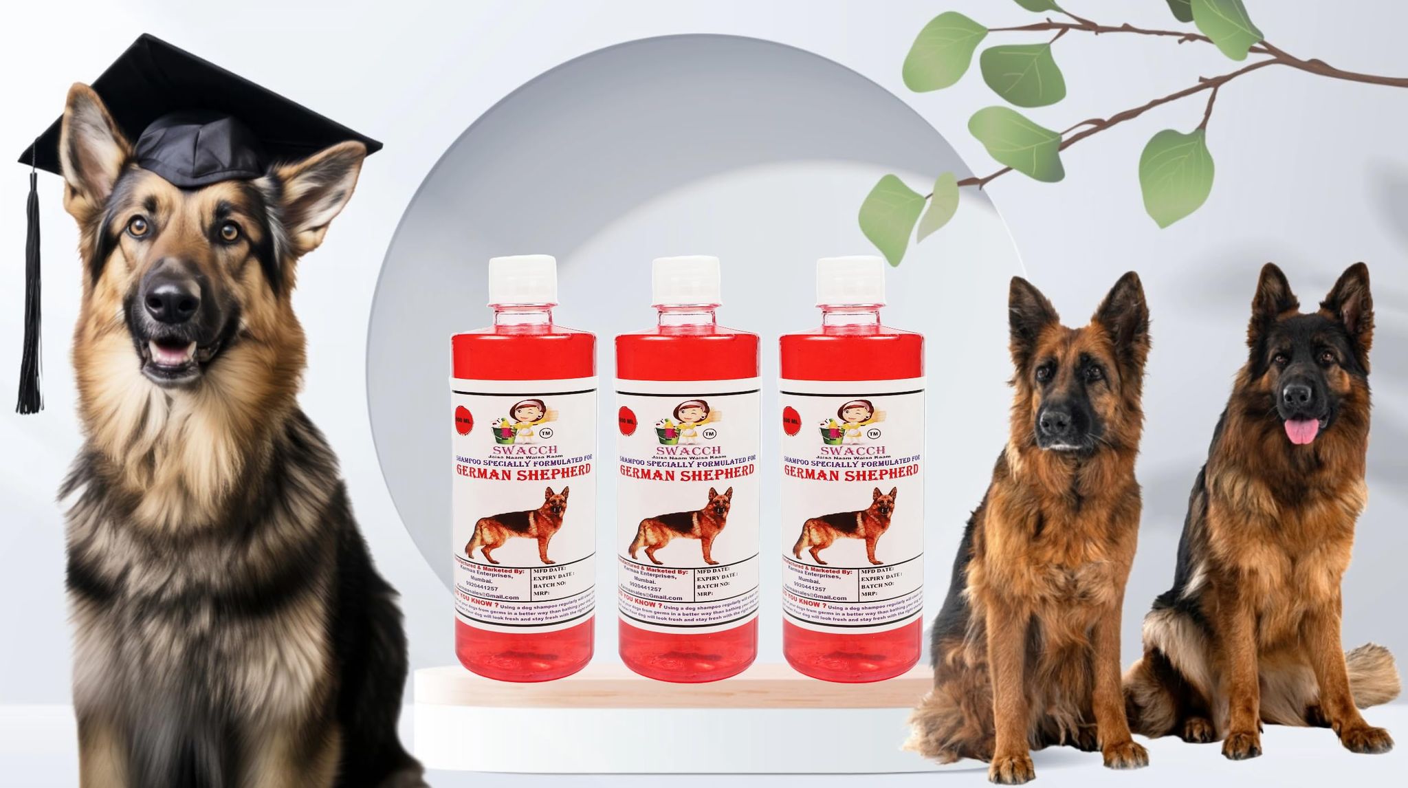 Swacch Shampoo Specially Formulated for German Shepherd (500ml) (Combo Pack of 3) Jasmine