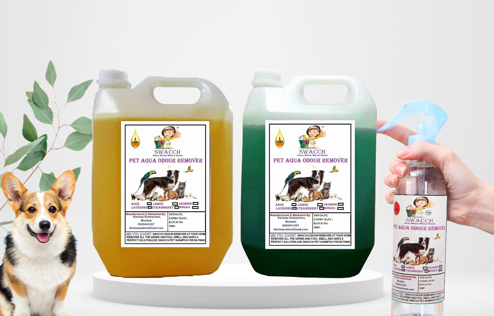 Swacch PET Aqua Odour Remover (5 Litre) (Pack of 2) Lemon & Mogra