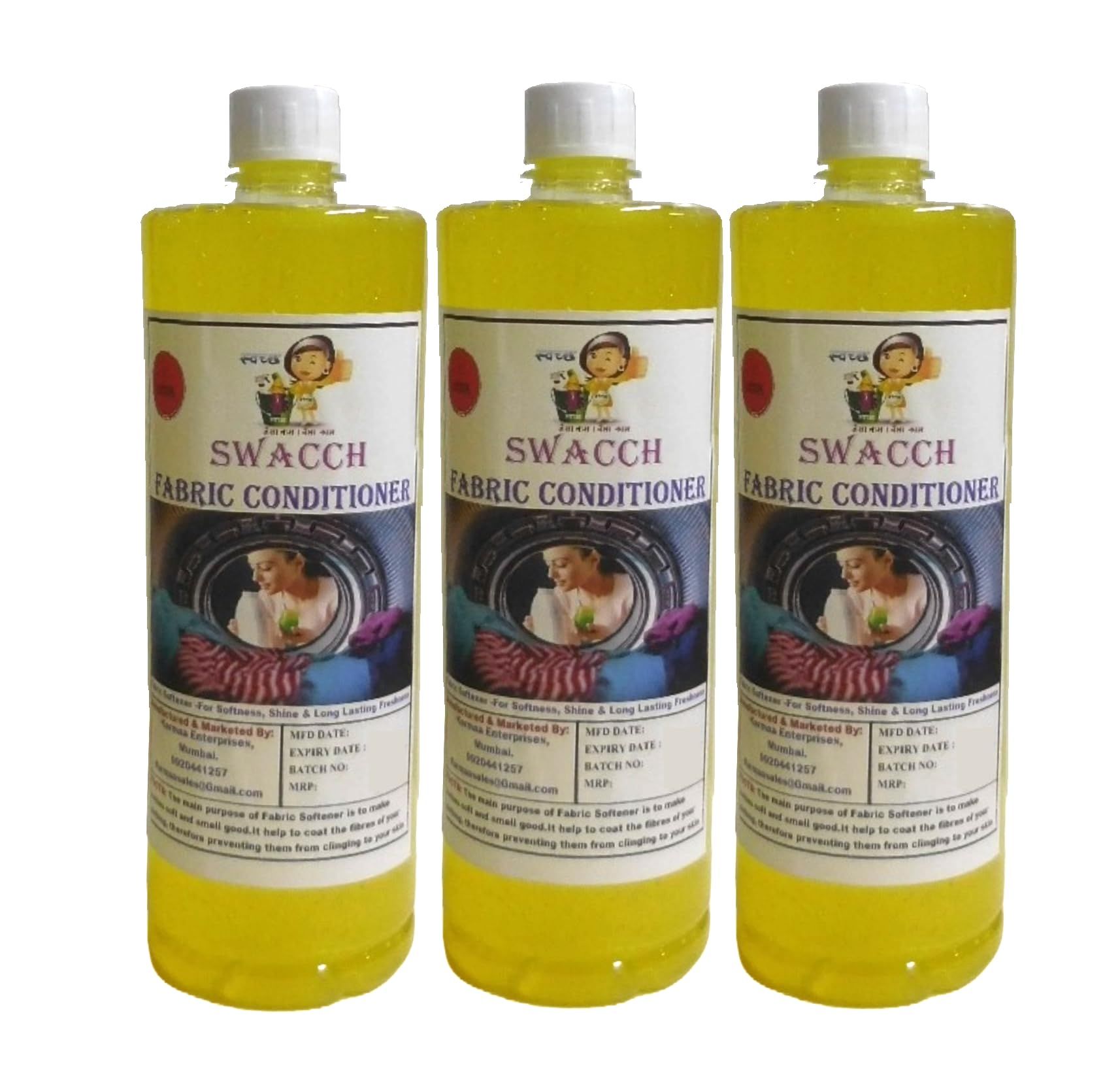 Swacch Fabric Conditioner (1 Litre) (Pack of 3) Lemon