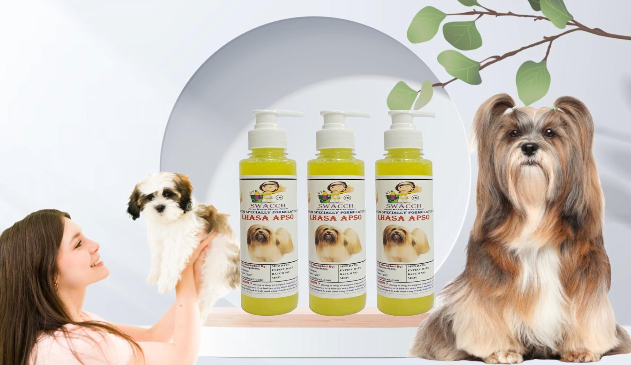 SWACCH Premium Shampoo for Lhasa APSO (200ML) (Pack of 3) Lemon
