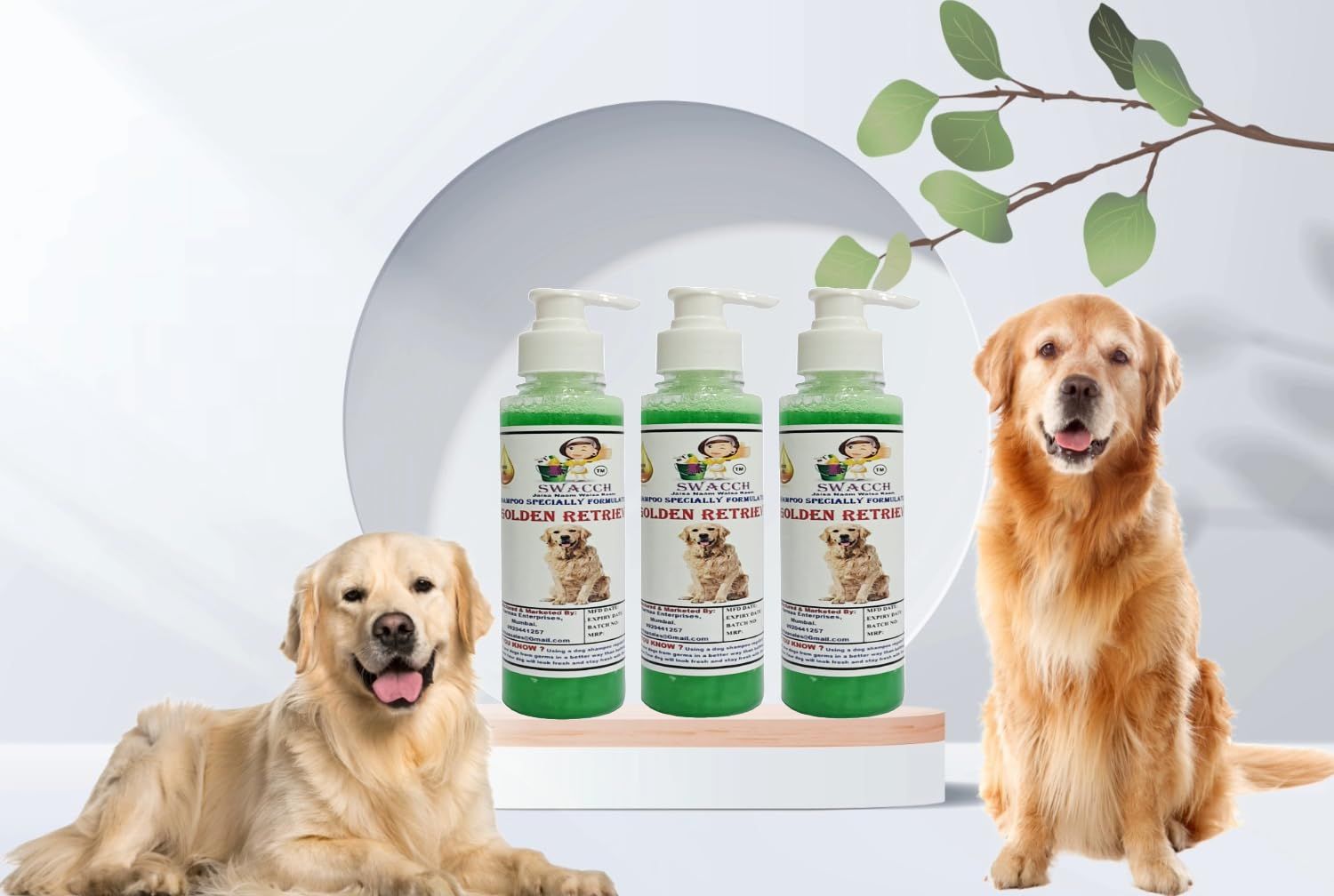SWACCH Premium Shampoo for Golden Retriever (200ML) (Pack of 3) NEEM ALOVERA