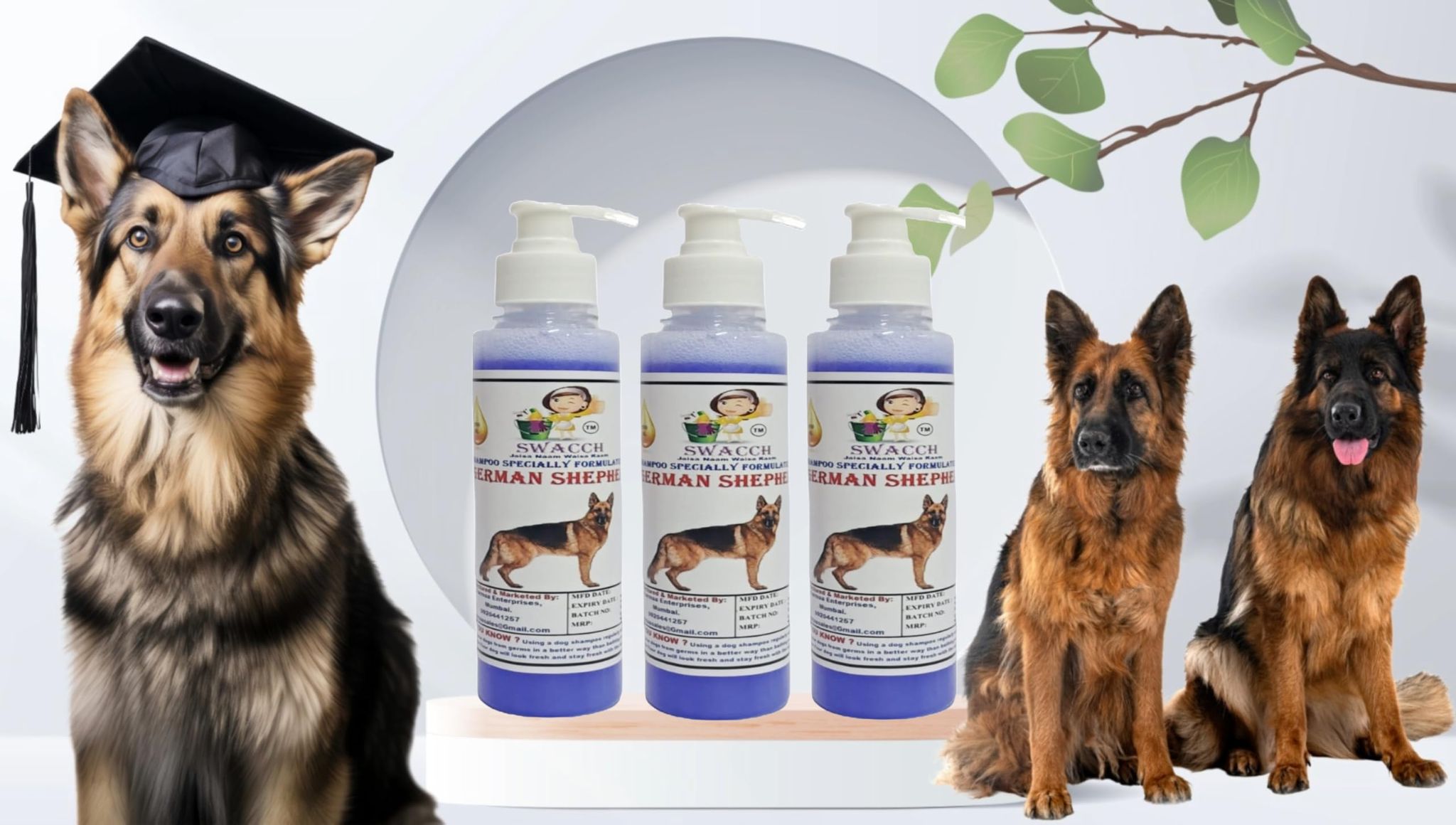 SWACCH Premium Shampoo for German Shepherd (200ML) (Pack of 3) Lavender