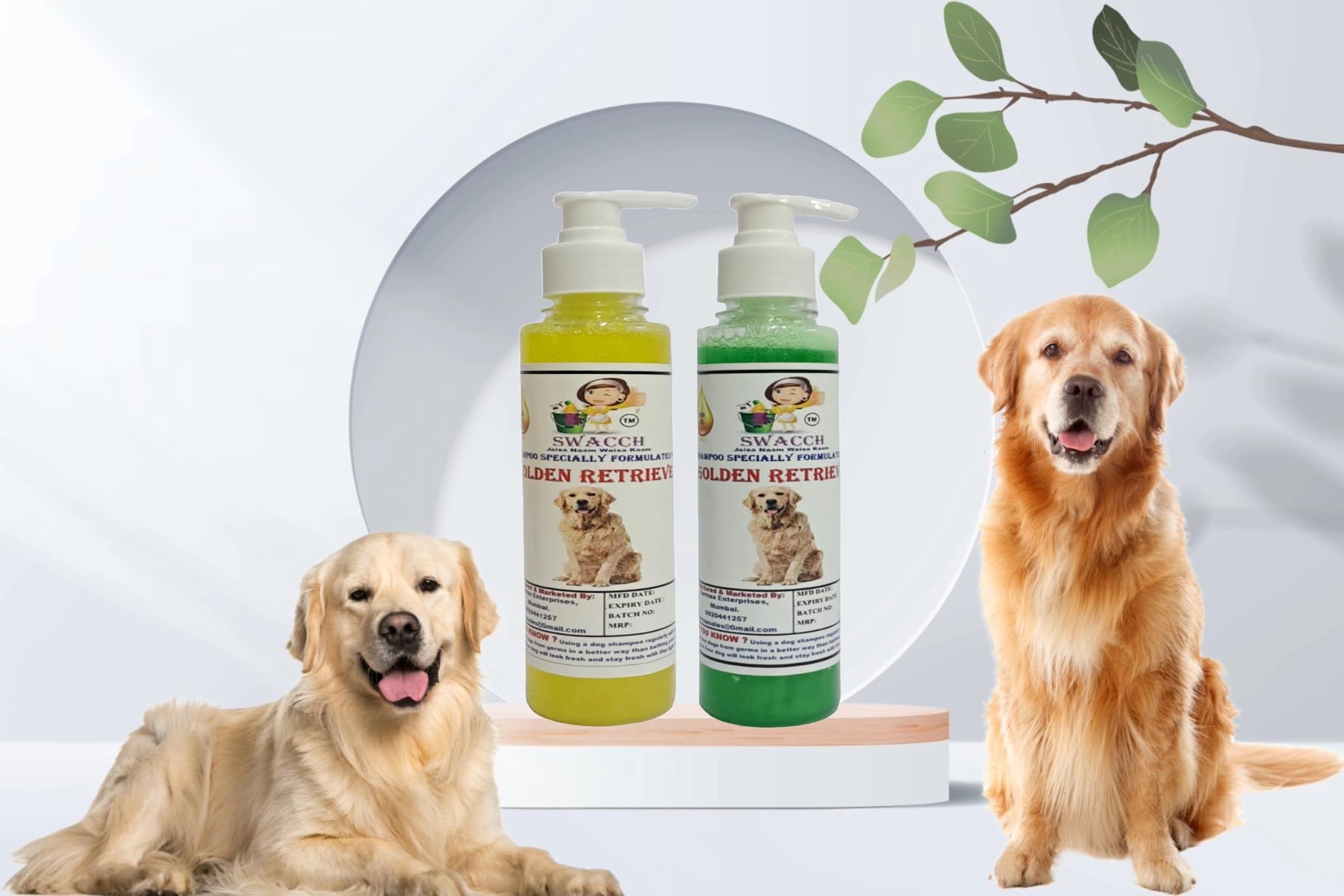 SWACCH Premium Shampoo for Golden Retriever (200ML)(Combo Pack of 2) Lemon & NEEM ALOVERA