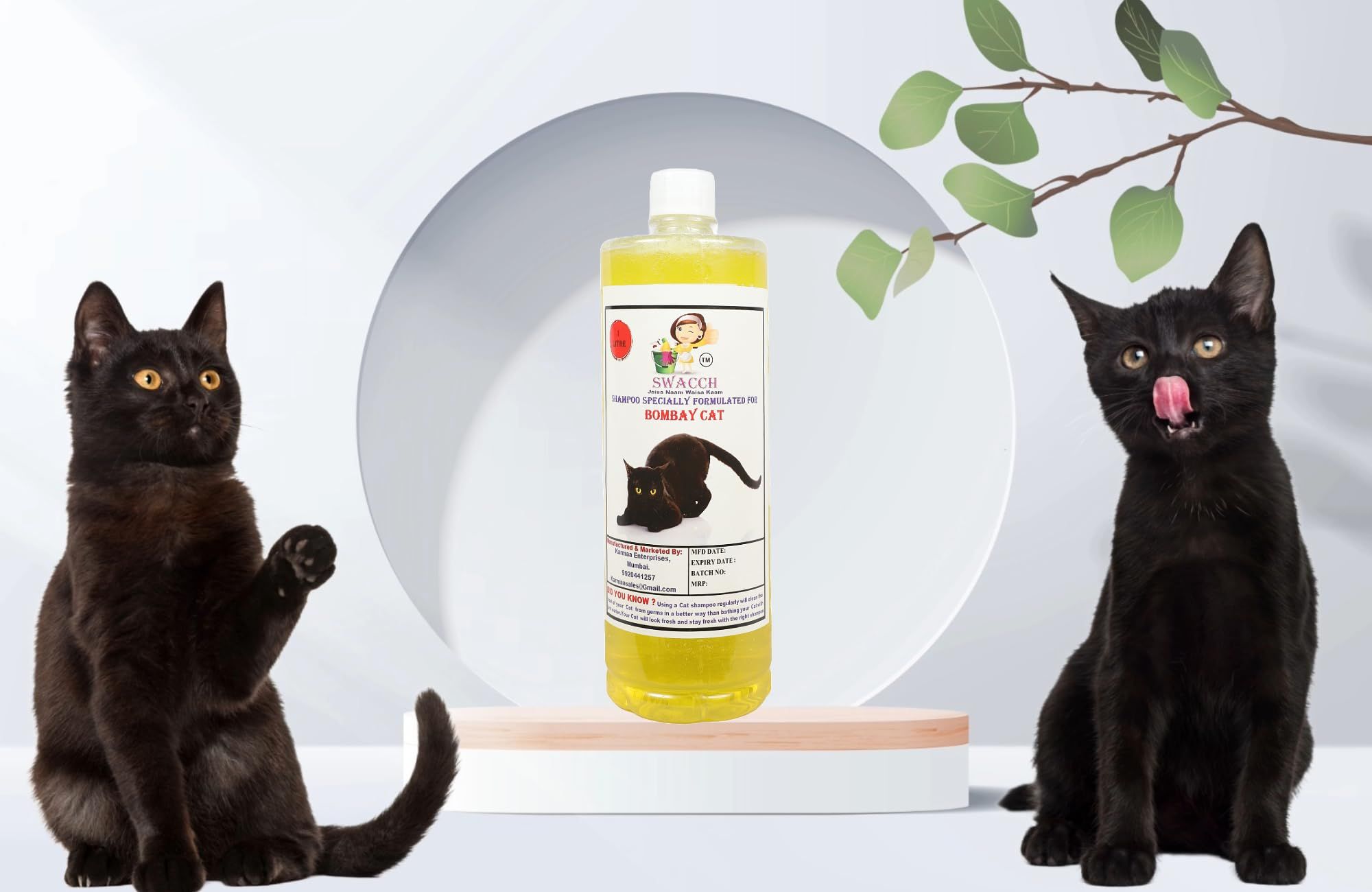 SWACCH Shampoo Specially FORMULATED for Bombay CAT (1 Litre) Lemon