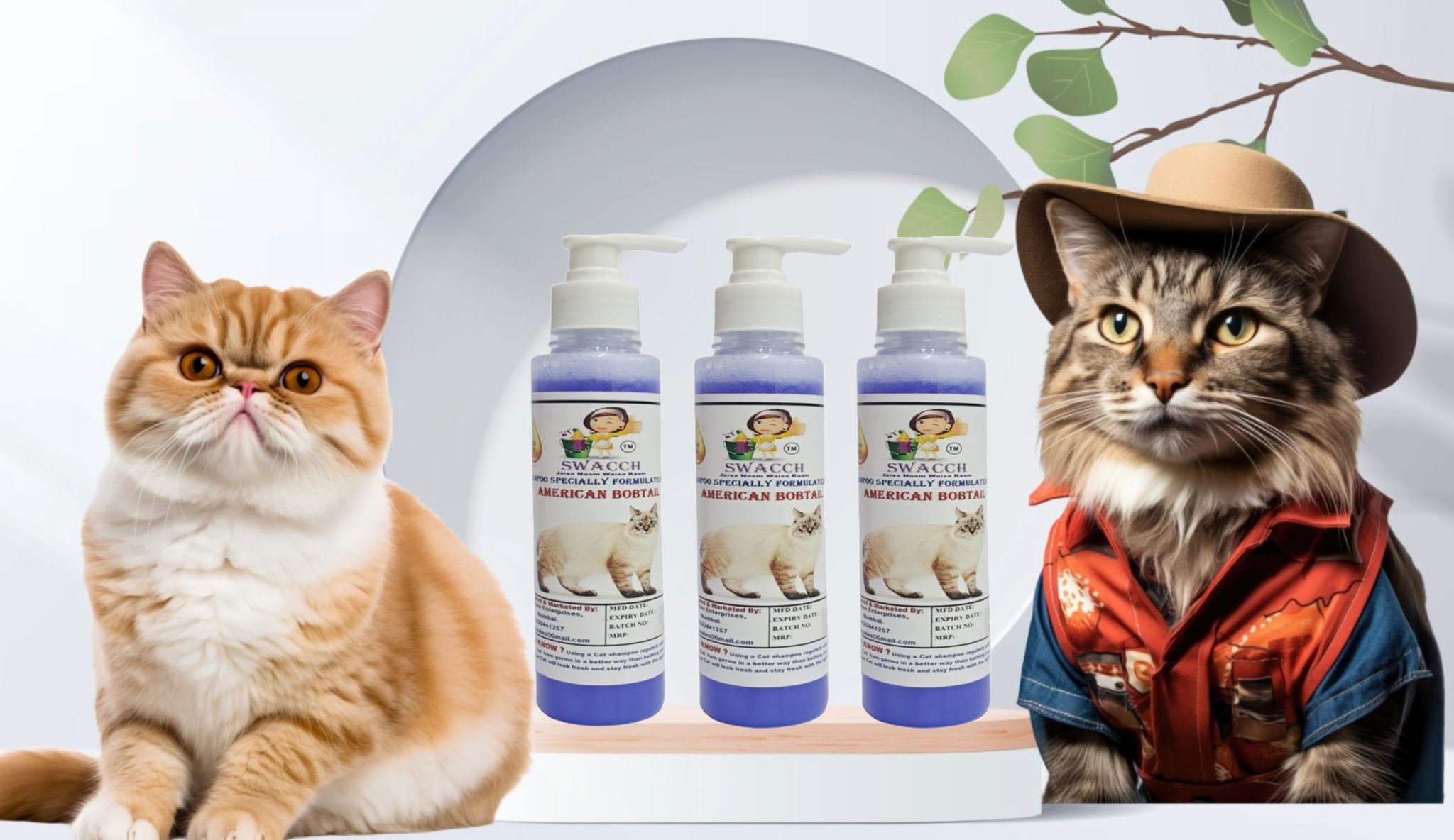SWACCH Premium Shampoo for American Bobtail (200ML) (Pack of 3) Lavender