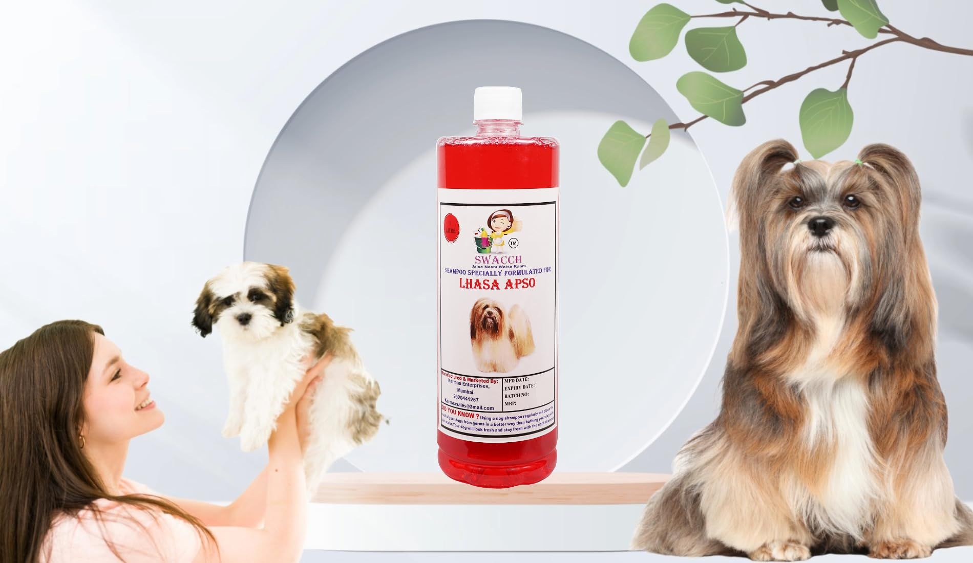Swacch Shampoo Specially Formulated for Lhasa APSO (1 Litre) Jasmine