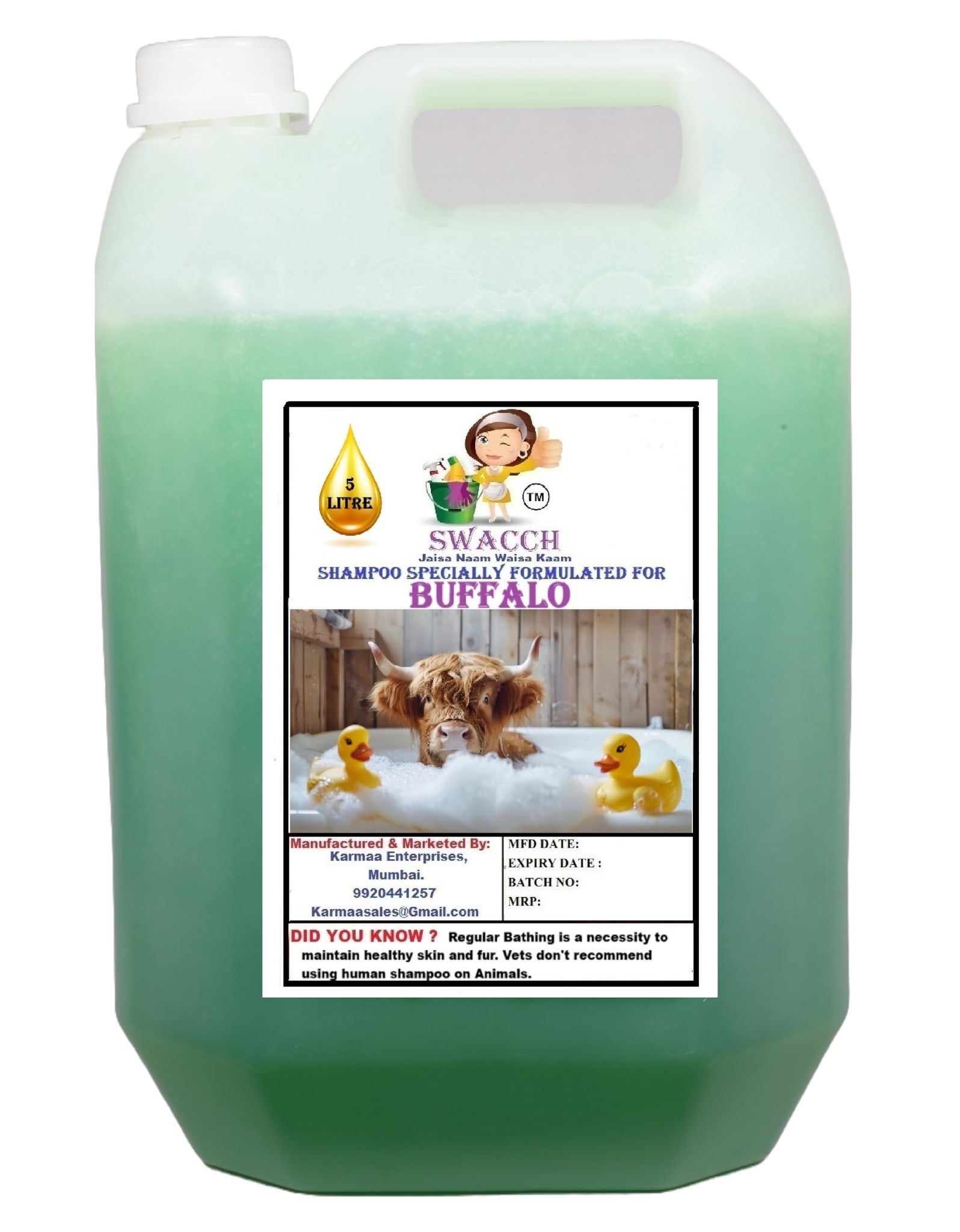Swacch Shampoo Specially Formulated for Buffalo (5 Litre) Neem Alovera