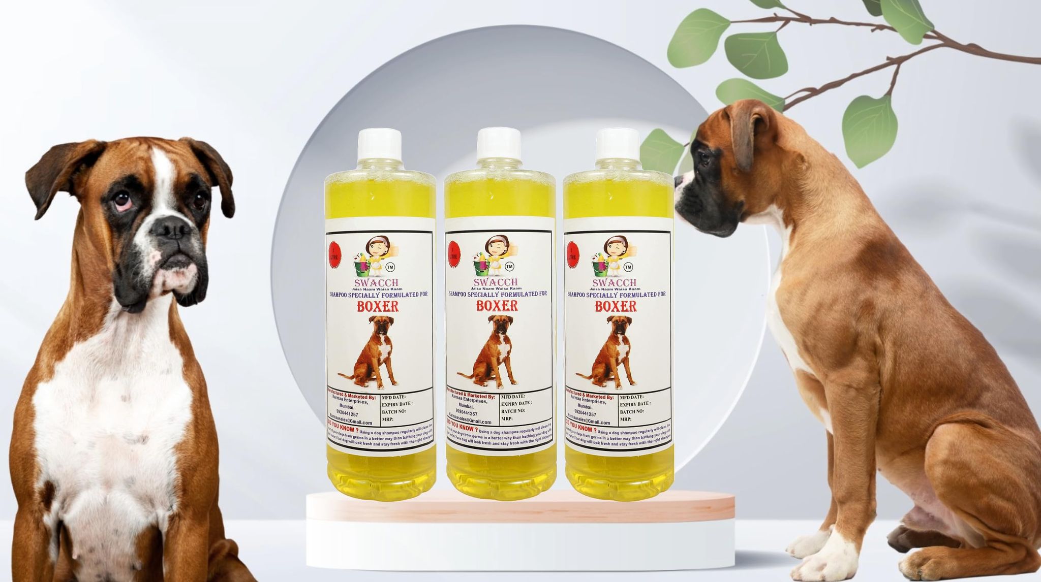 SWACCH Shampoo Specially FORMULATED for Boxer (1 Litre) (Pack of 3) Lemon