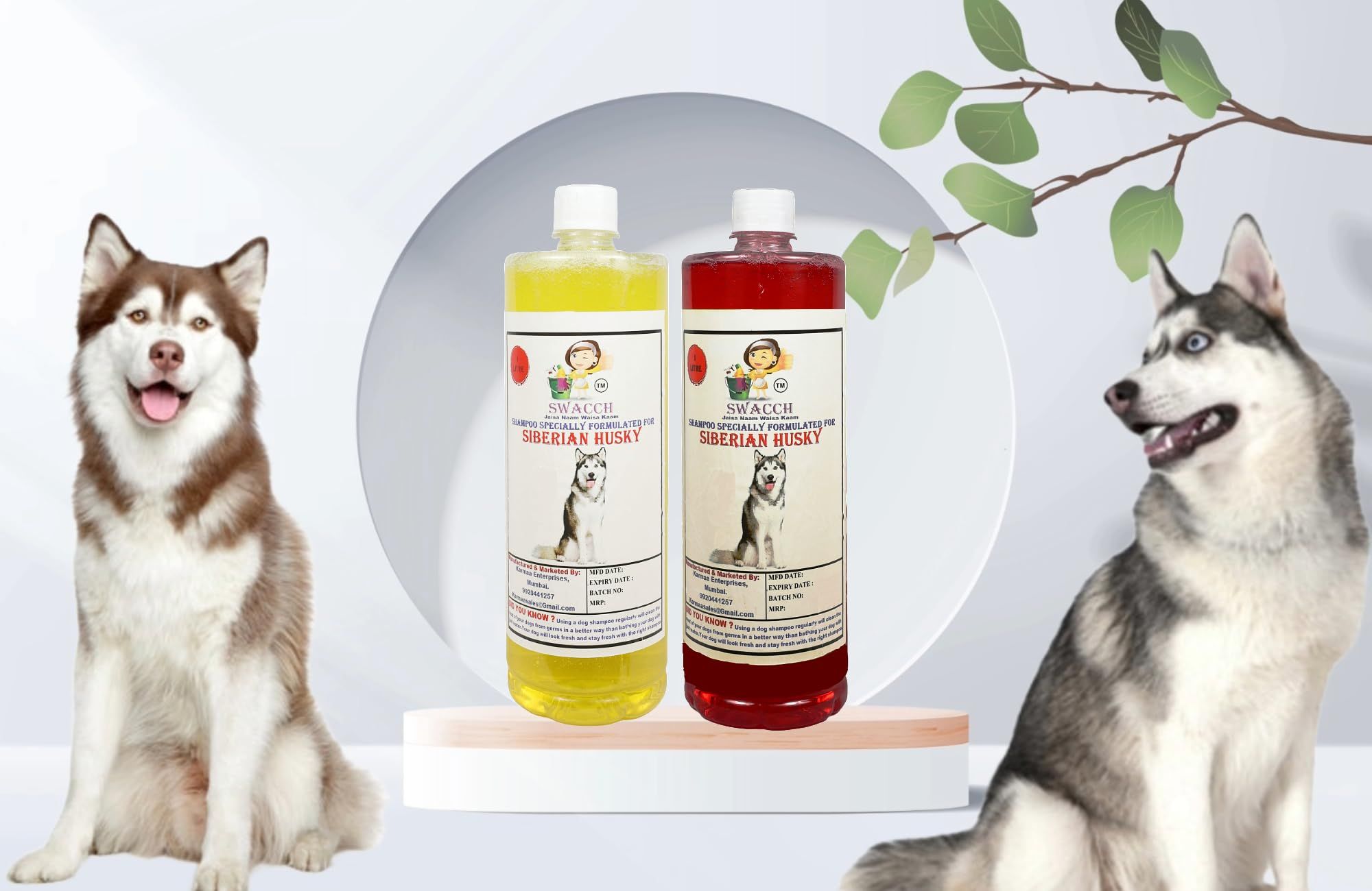 Swacch Shampoo Specially Formulated for Siberian Husky (1 Litre) (Combo Pack of 2) Jasmine & Lemon