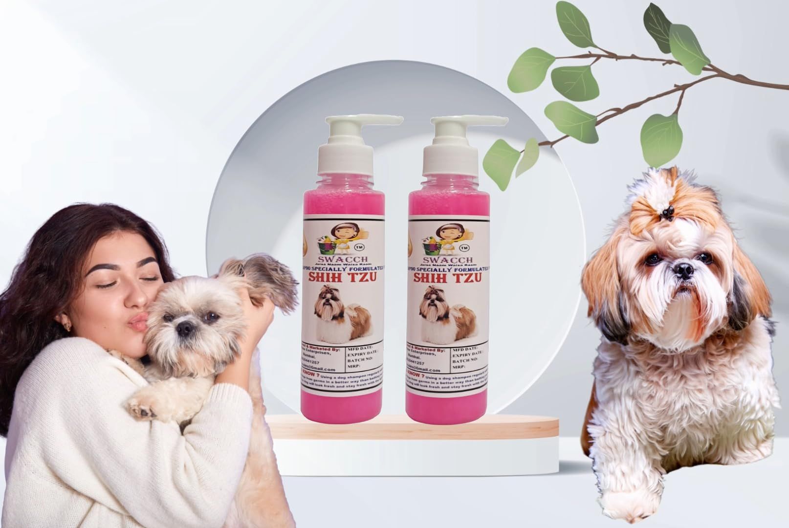 SWACCH Premium Shampoo for Shih TZU (200ML) (Pack of 2) Rose