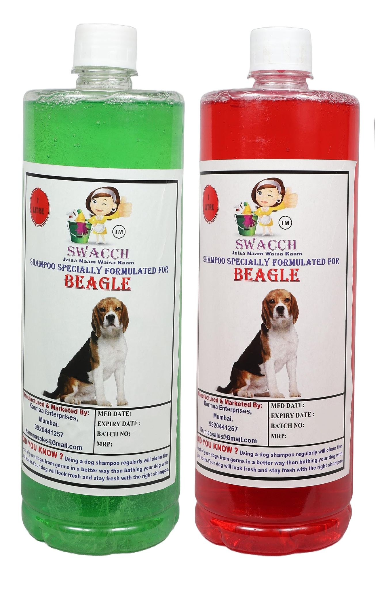 SWACCH Shampoo Specially FORMULATED for Beagle (1 Litre) (Combo Pack of 2) Strawberry & NEEM ALOVERA