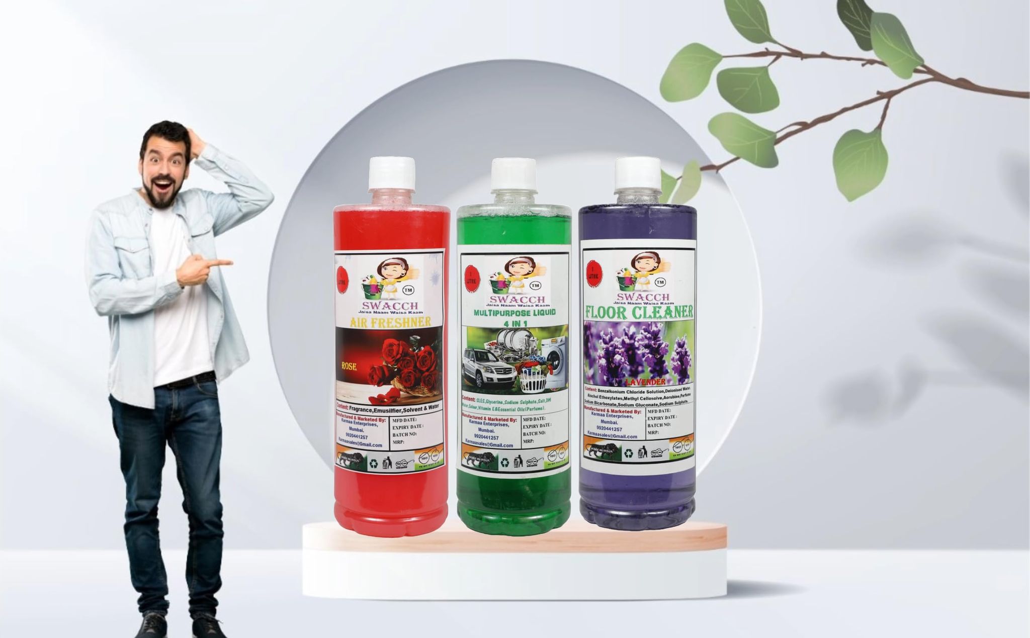 HOME CARE COMBO Air Freshner Rose, Multipurpose Liquid & Floor Cleaner Lavender (1 Litre) (Pack of 3)