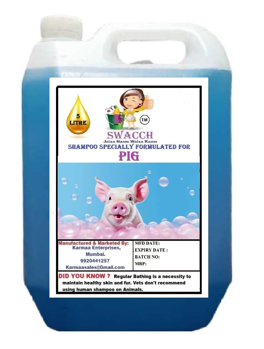 Swacch Shampoo Specially Formulated for Pig (5 Litre) Lavender
