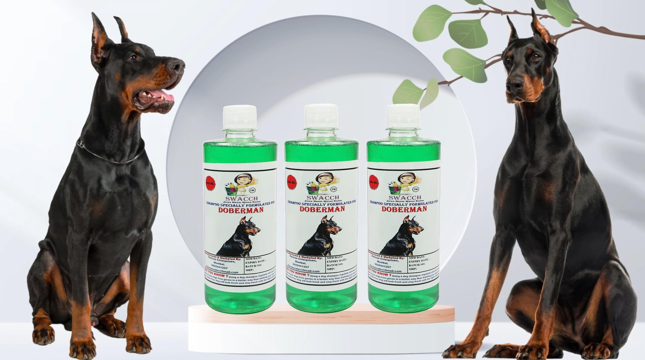 Swacch Shampoo Specially Formulated for Doberman (500ML) (Combo Pack of 3) Neem Alovera