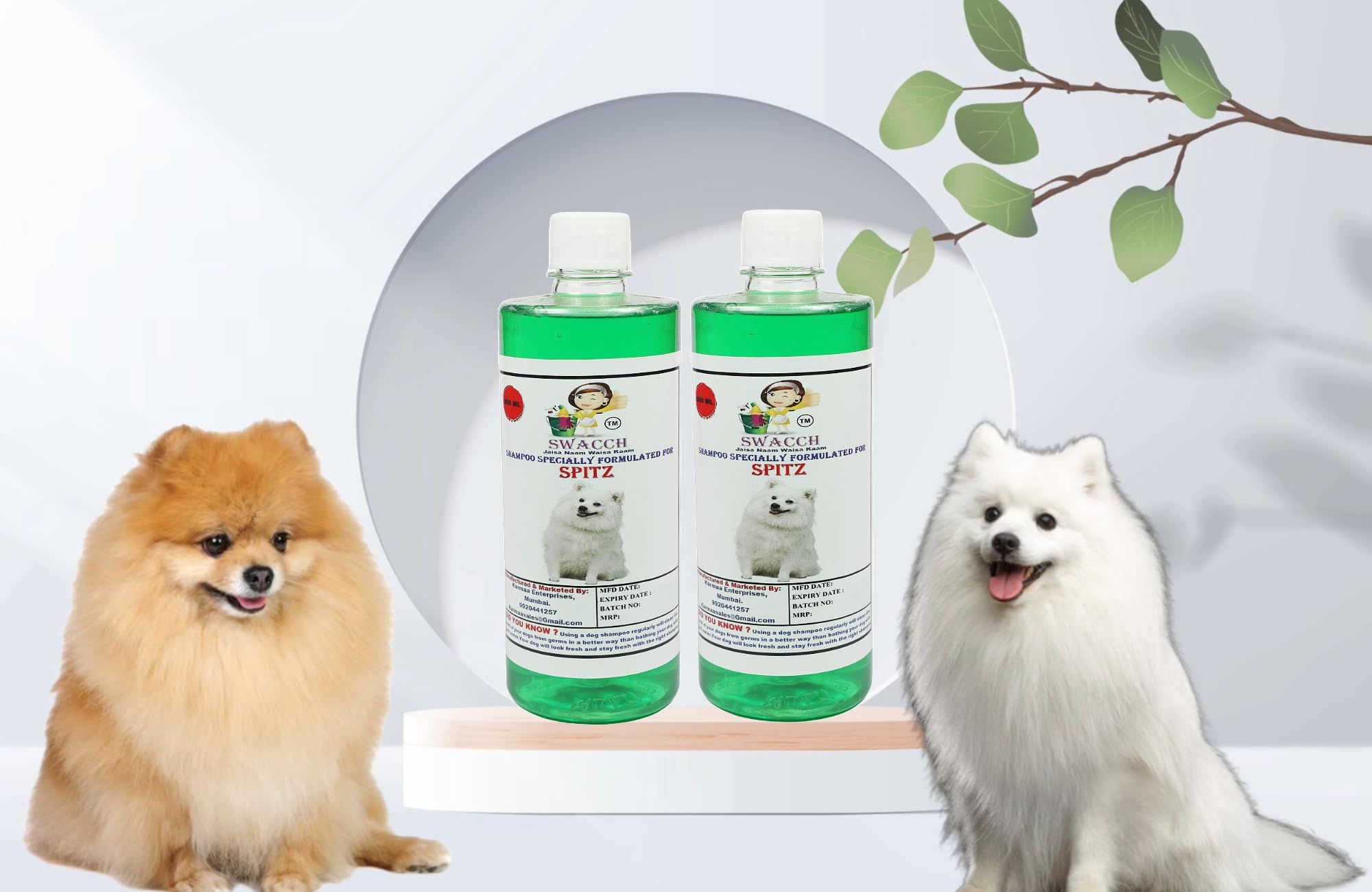 Swacch Shampoo Specially Formulated for Spitz (500ML) (Combo Pack of 2) Neem Alovera