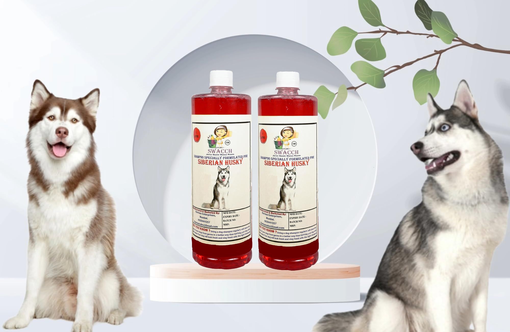 SWACCH Shampoo Specially FORMULATED for Siberian Husky (1 Litre) (Combo Pack of 2) Jasmine