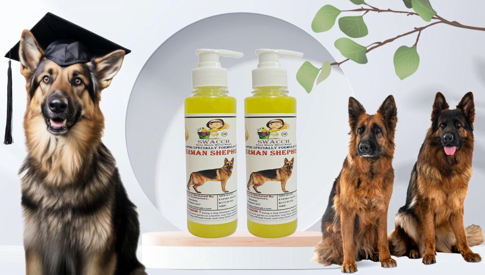 SWACCH Premium Shampoo for German Shepherd (200ML) (Pack of 2) Lemon