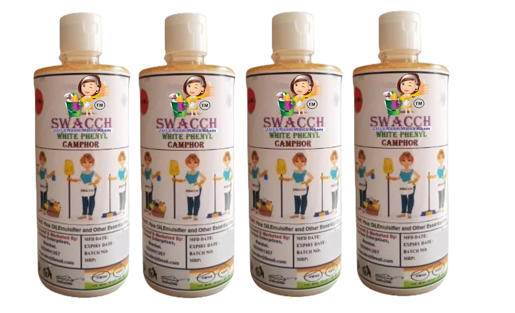 Swacch White Phenyl 500ML (PACK OF 4)(CAMPHOR)