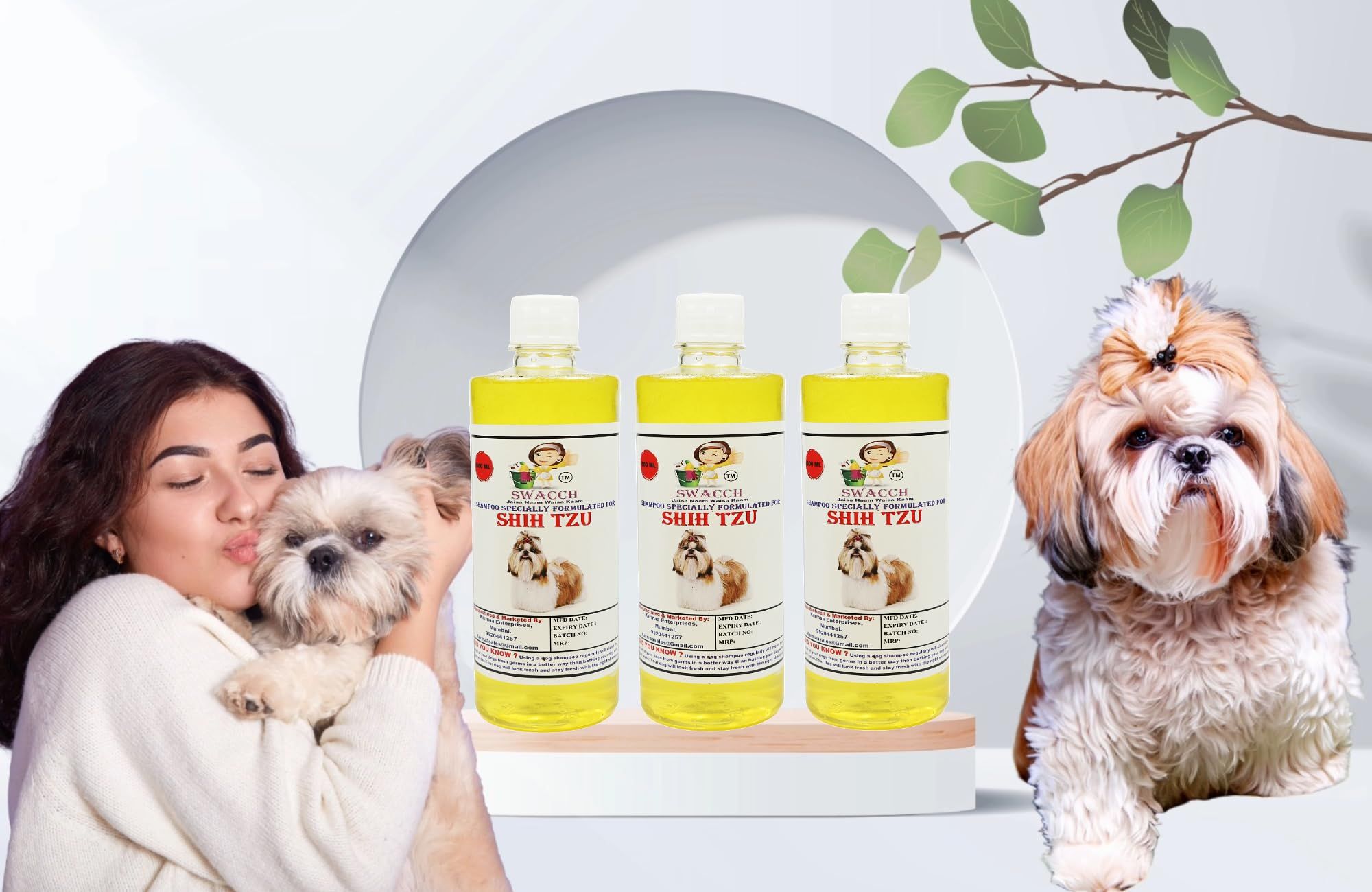 SWACCH Shampoo Specially FORMULATED for Shih TZU (500ML) (Combo Pack of 3) Lemon