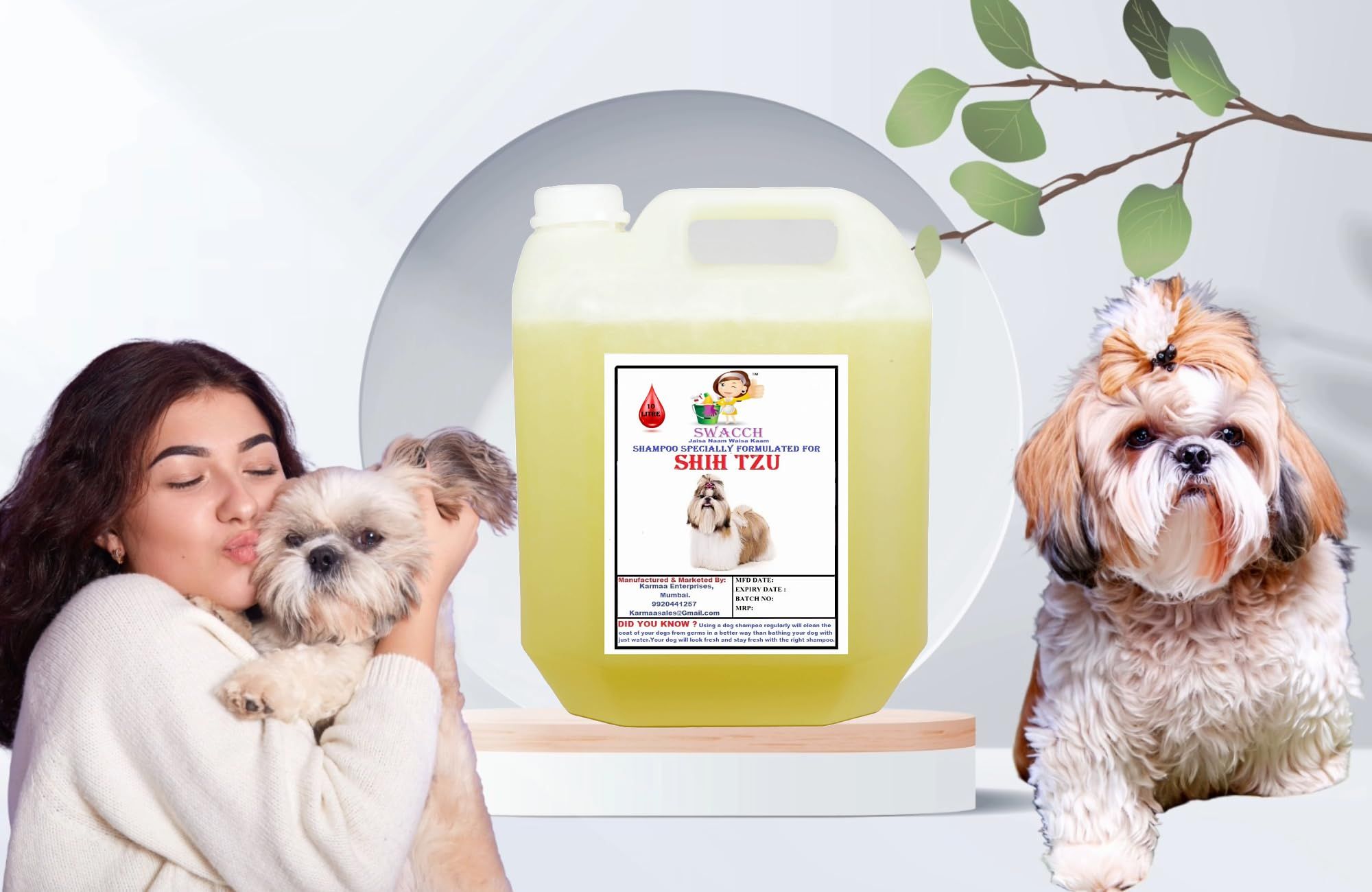 SWACCH Shampoo Specially FORMULATED for Shih TZU (10 Litre) Lemon