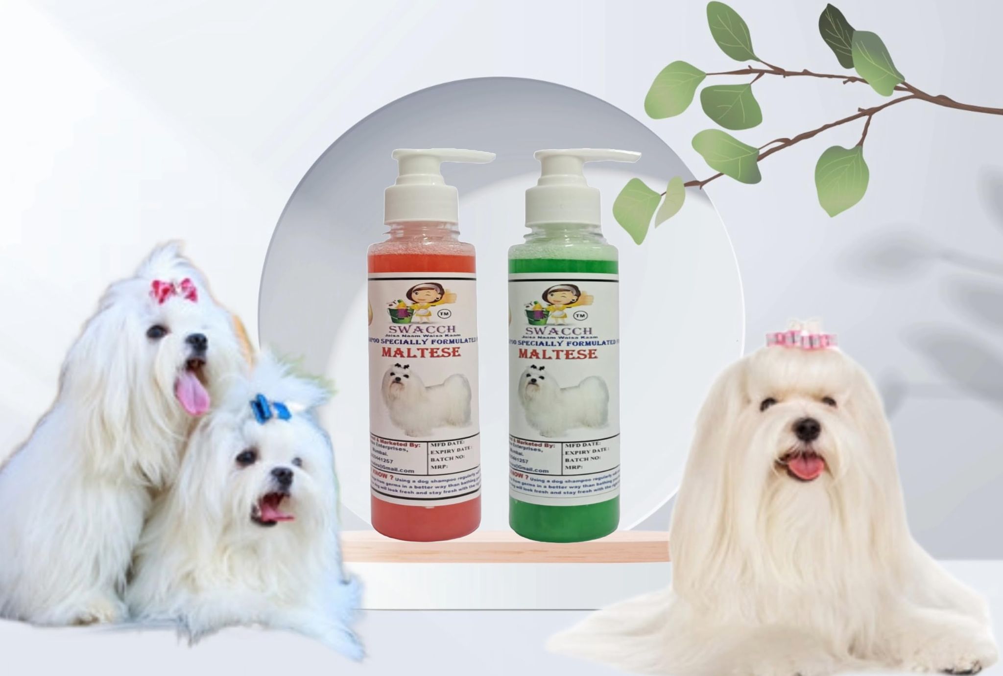 SWACCH Premium Shampoo for Maltese (200ML) (Combo Pack of 2) Jasmine & NEEM ALOVERA