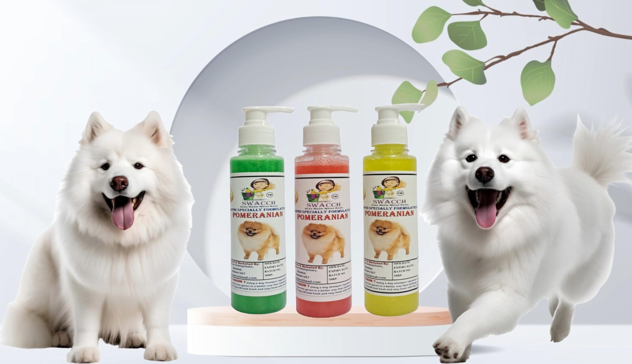 SWACCH Premium Shampoo for Pomeranian (200ML) (Combo Pack of 3) NEEM ALOVERA, Jasmine & Lemon