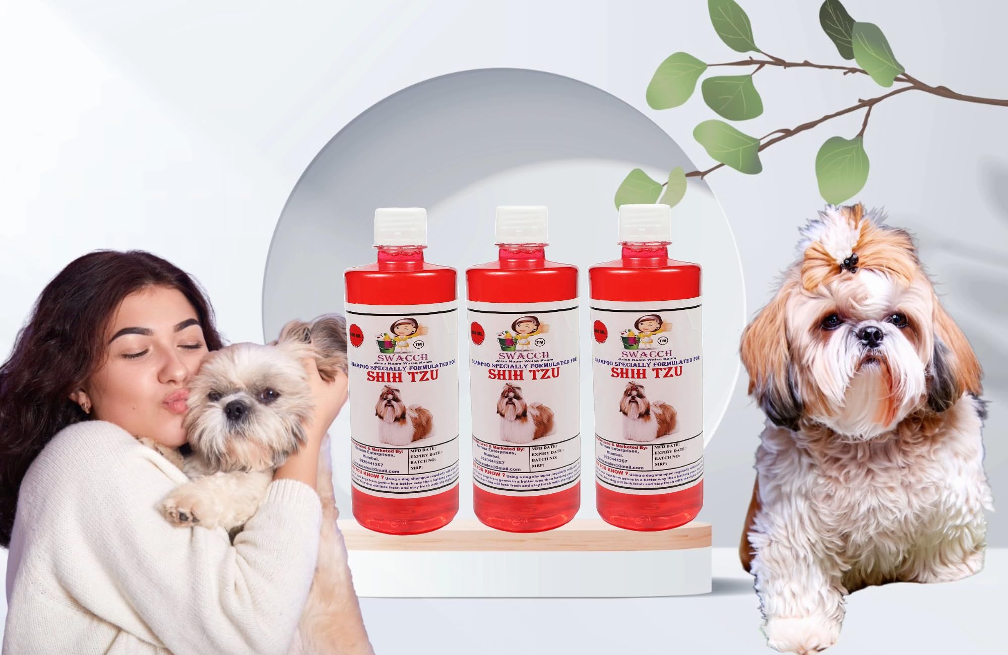 SWACCH Shampoo Specially FORMULATED for Shih TZU (500ML) (Combo Pack of 3) Strawberry