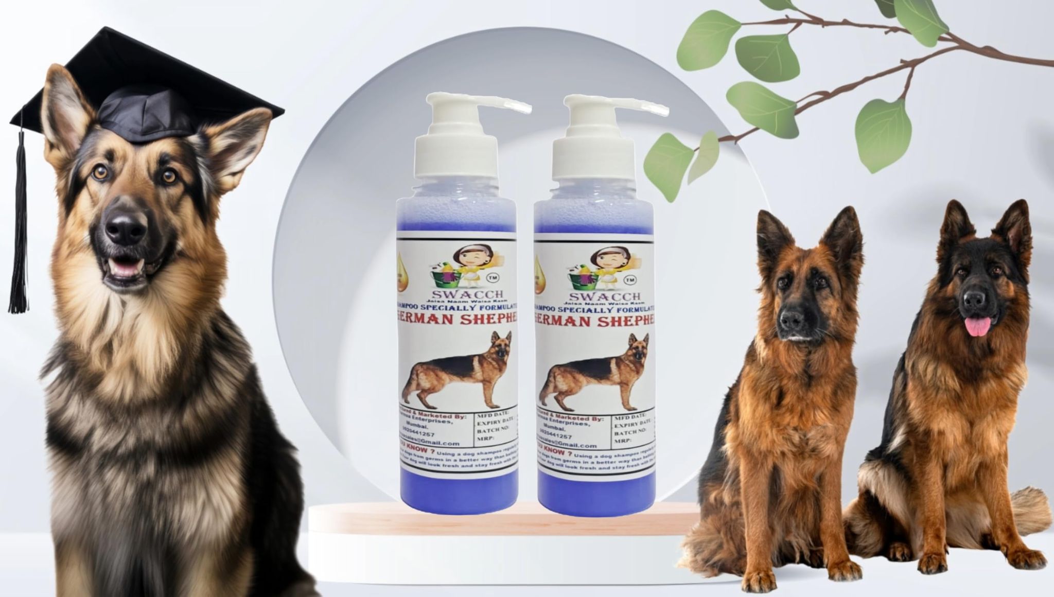 SWACCH Premium Shampoo for German Shepherd (200ML) (Pack of 2) Lavender