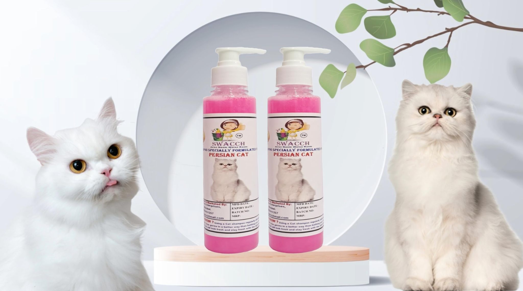 SWACCH Premium Shampoo for Persian CAT (200ML) (Pack of 2) Rose