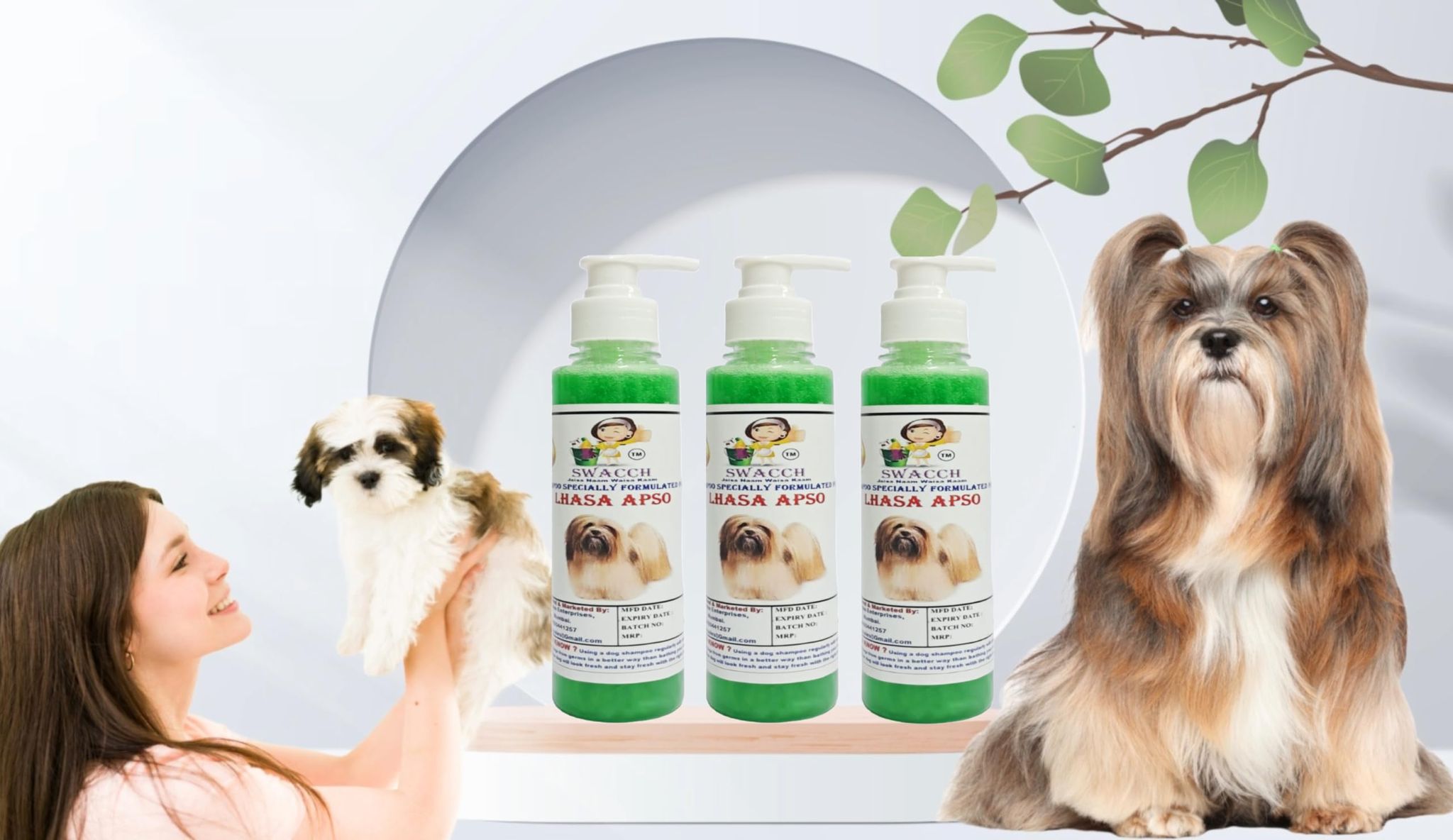 SWACCH Premium Shampoo for Lhasa APSO (200ML) (Pack of 3) NEEM ALOVERA