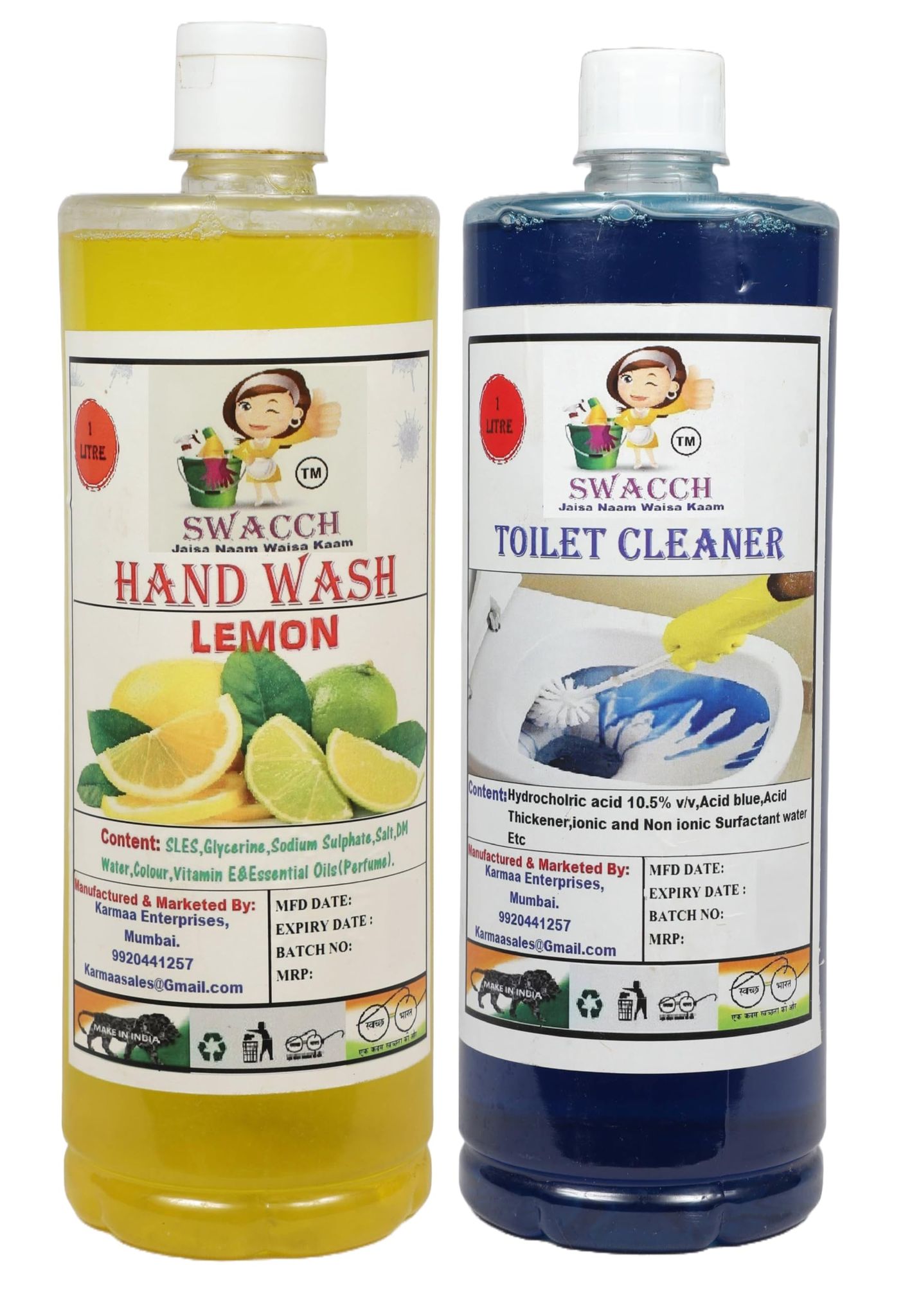 Home Care Combo Hand Wash Lemon & Toilet Cleaner 1 Litre (Pack of 2)