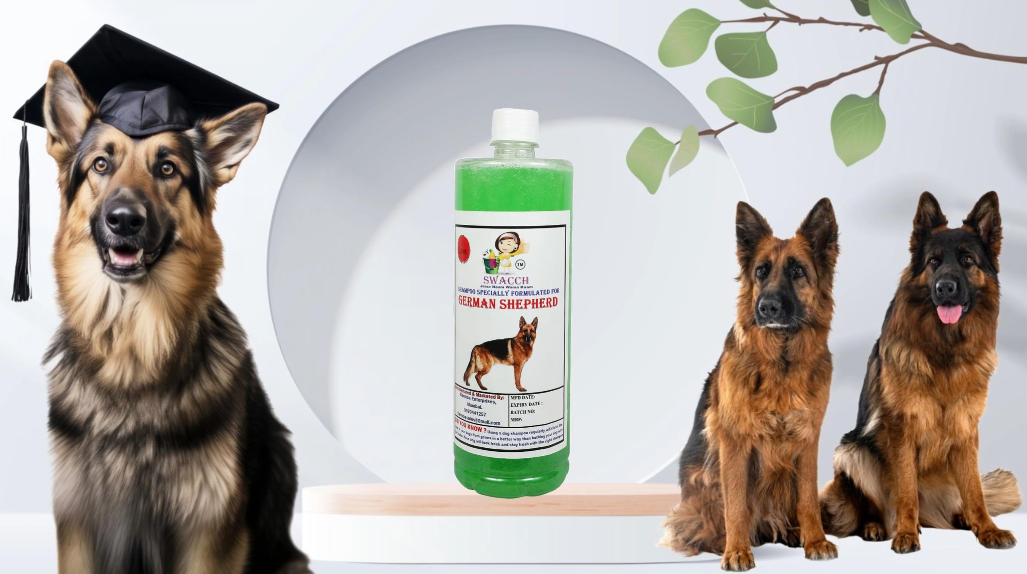 Swacch Shampoo Specially Formulated for German Shepherd (1 Litre) Neem Alovera