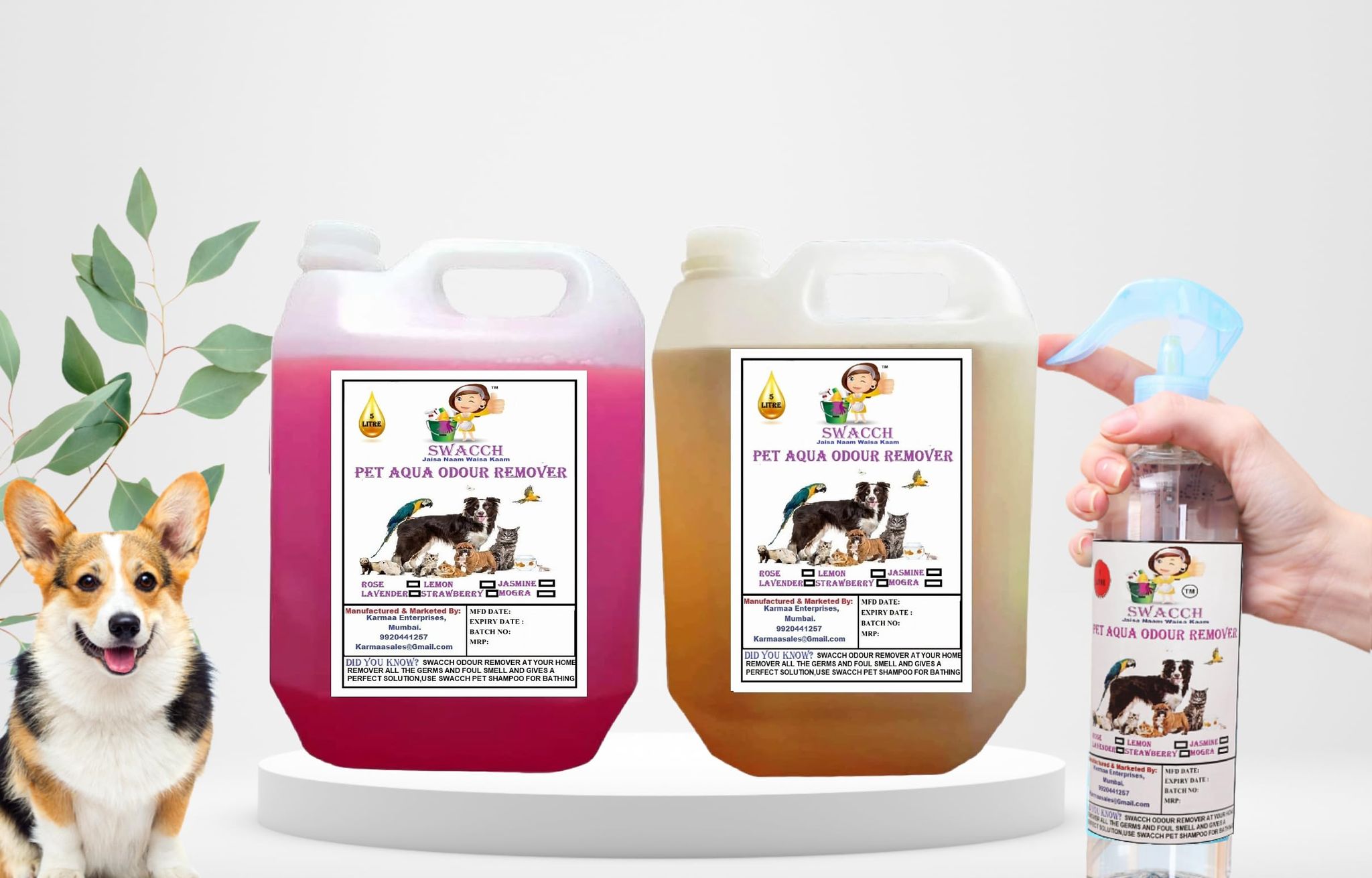 Swacch PET Aqua Odour Remover (5 Litre) (Pack of 2) Rose & Lemon